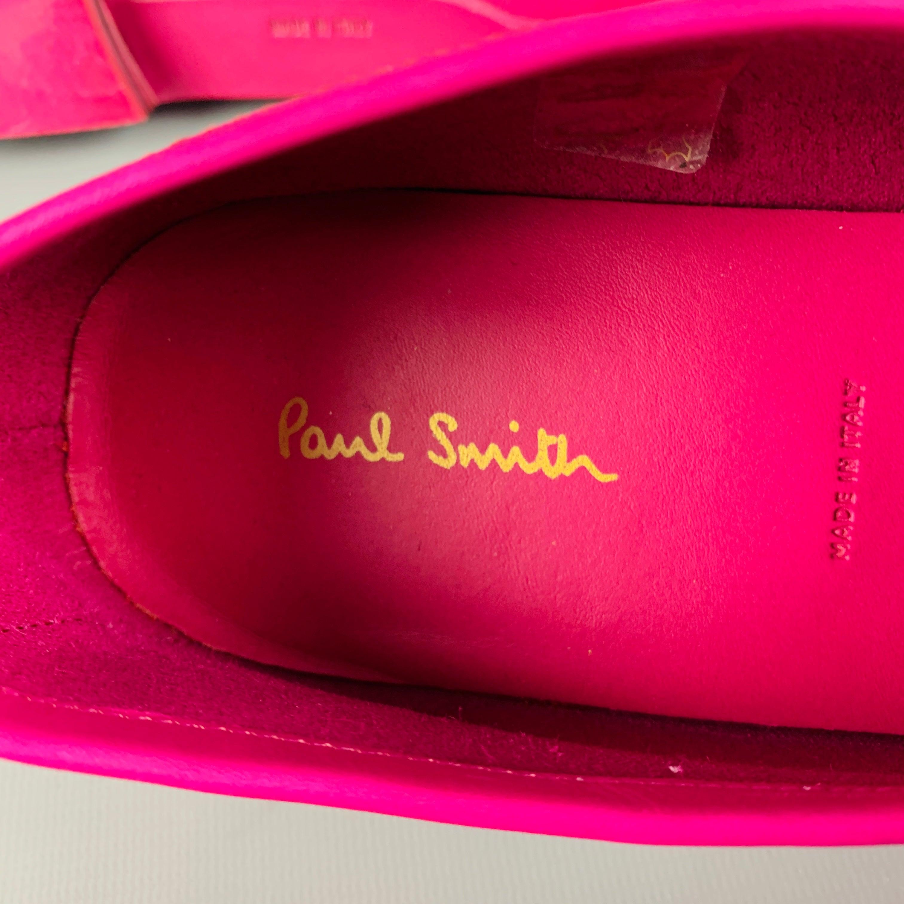PAUL SMITH Size 10 Fuchsia Pink Leather Slip On Loafers For Sale 3