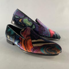 PAUL SMITH Size 10 Purple Multi-Color Print Velvet Slip On Loafers