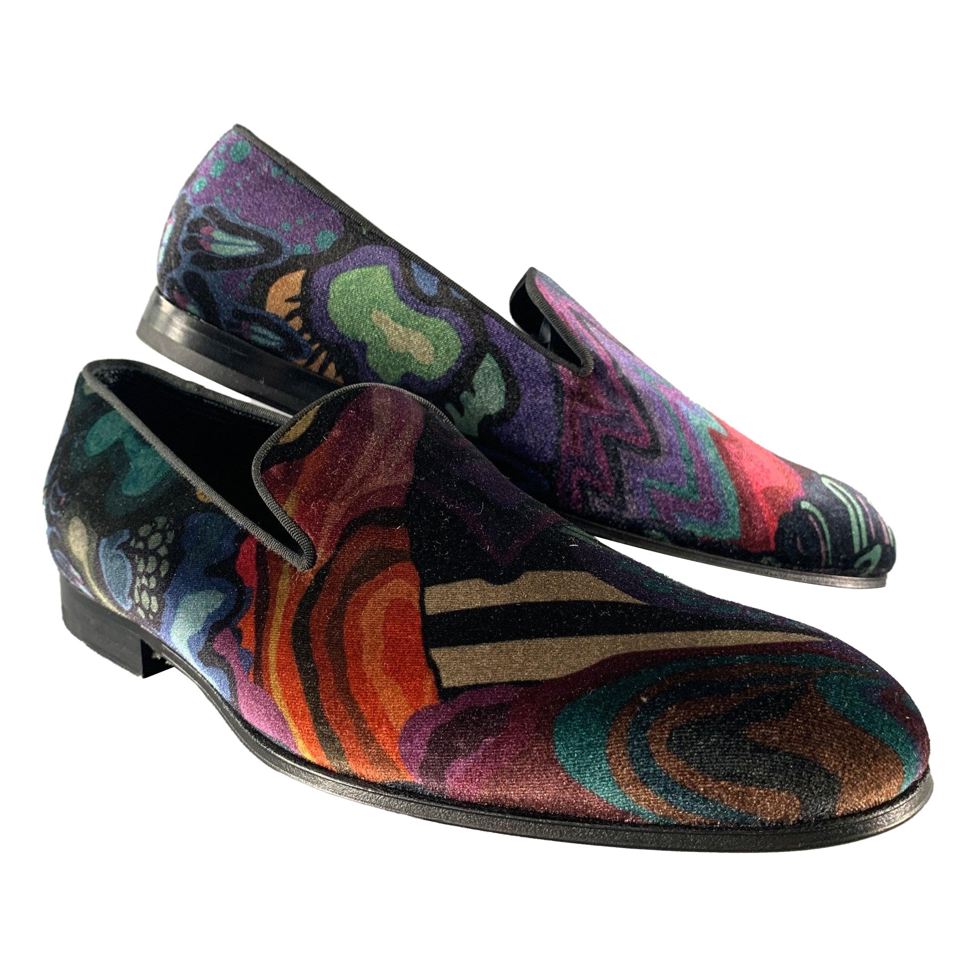PAUL SMITH Taille 10 Mocassins en velours imprimé multicolore violet