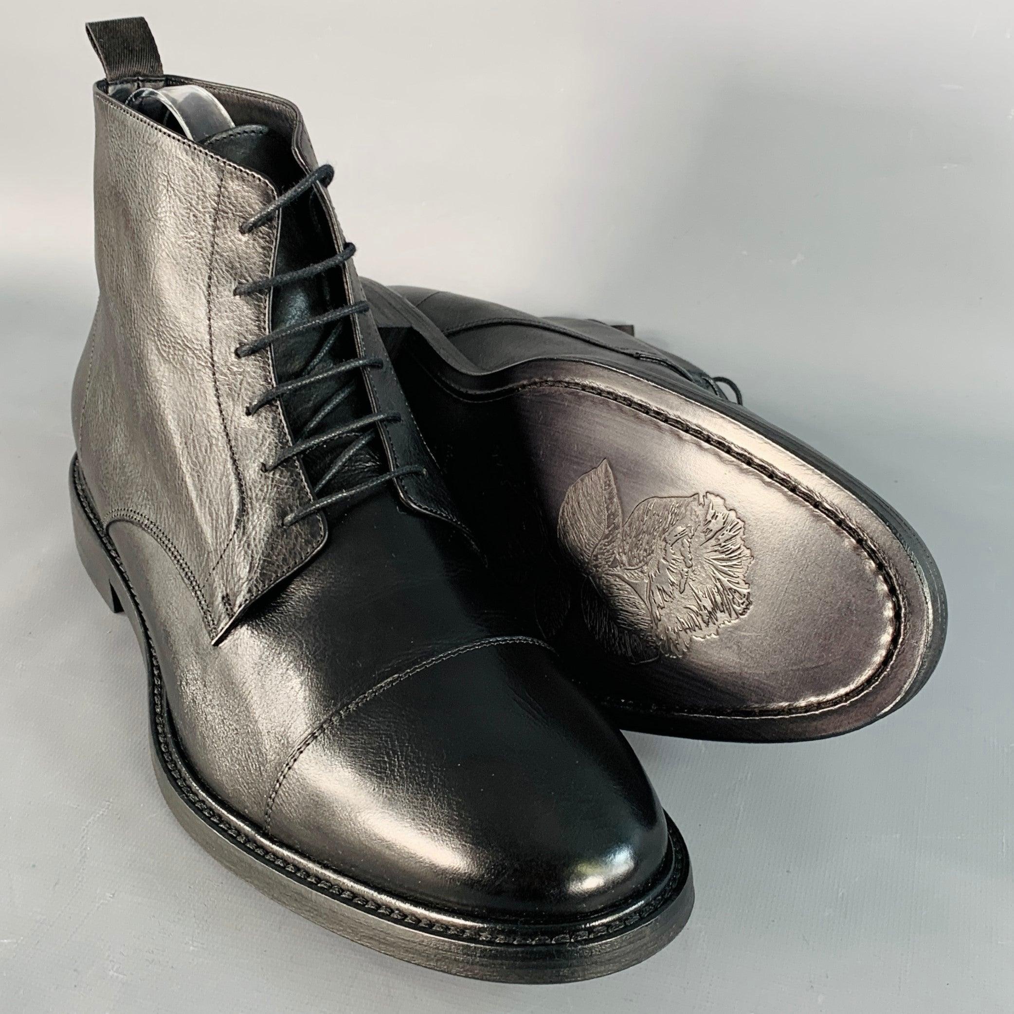 PAUL SMITH Größe 11 Schwarz Leder Cap Toe Lace-Up Ankle Boots im Angebot 1
