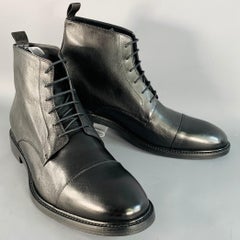 PAUL SMITH Größe 11 Schwarz Leder Cap Toe Lace-Up Ankle Boots