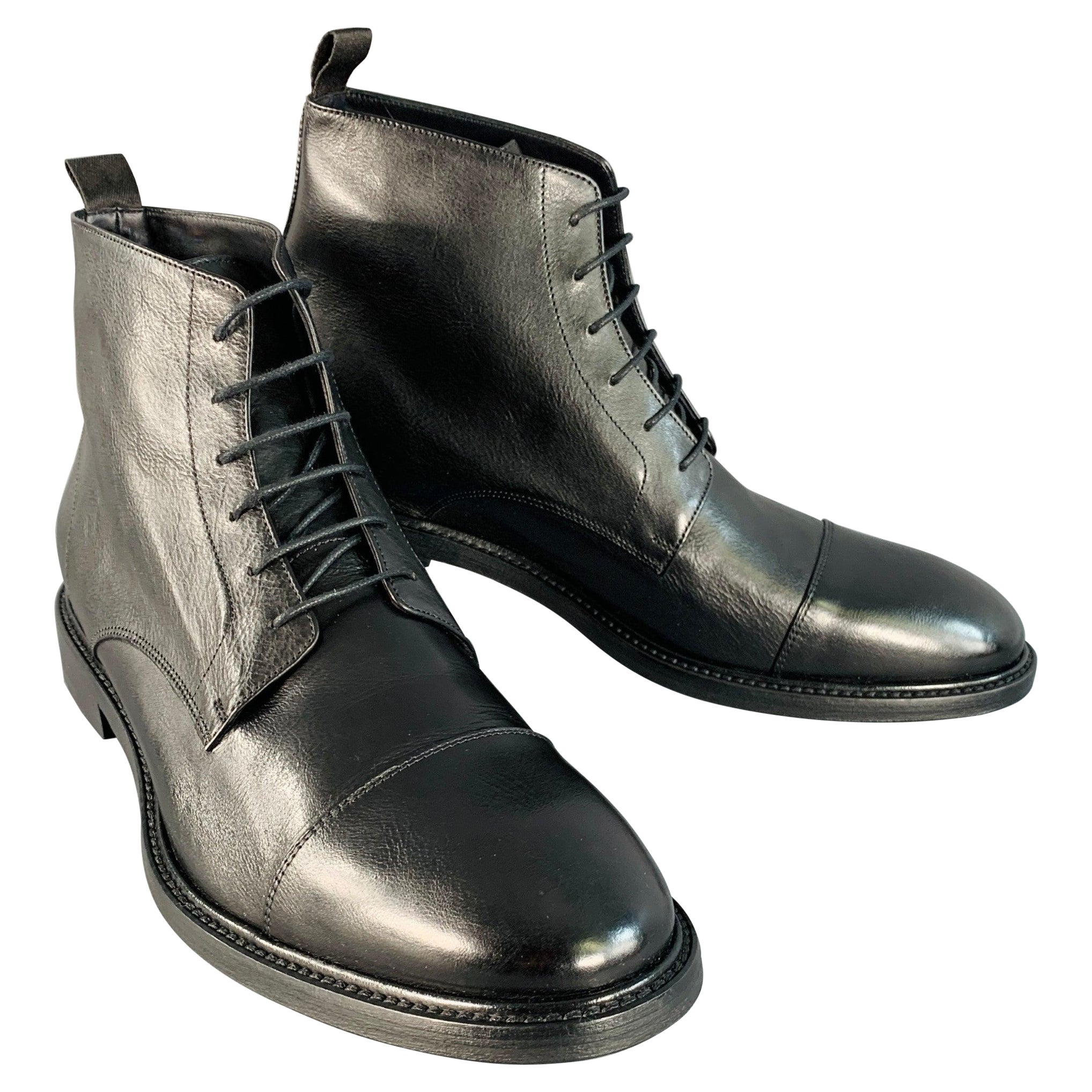 PAUL SMITH Größe 11 Schwarz Leder Cap Toe Lace-Up Ankle Boots im Angebot
