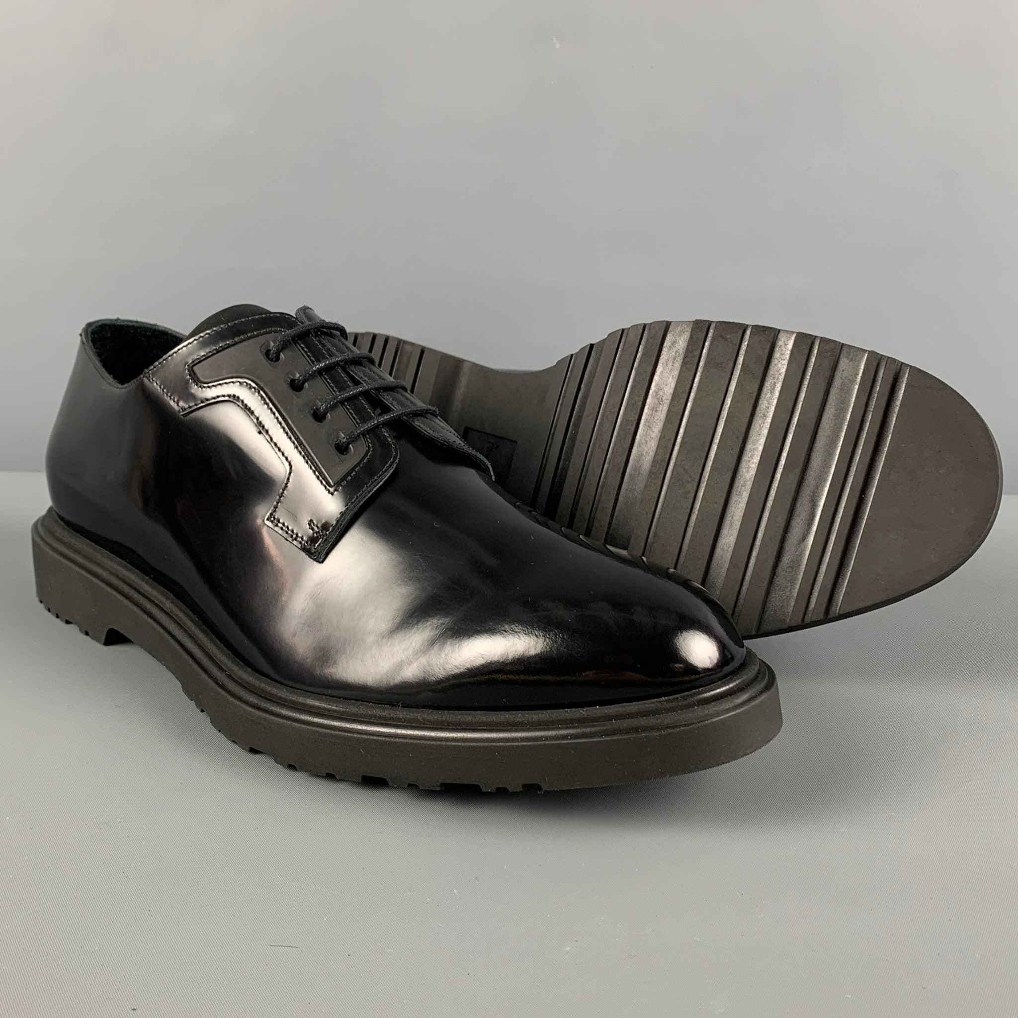 PAUL SMITH Size 11 Black Leather Lace Up Shoes In Good Condition For Sale In San Francisco, CA
