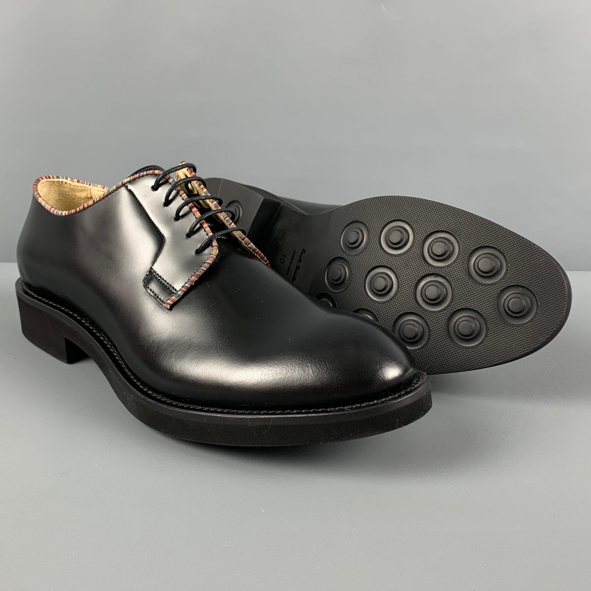 PAUL SMITH Size 11 Black Leather Lace Up Shoes In Good Condition For Sale In San Francisco, CA