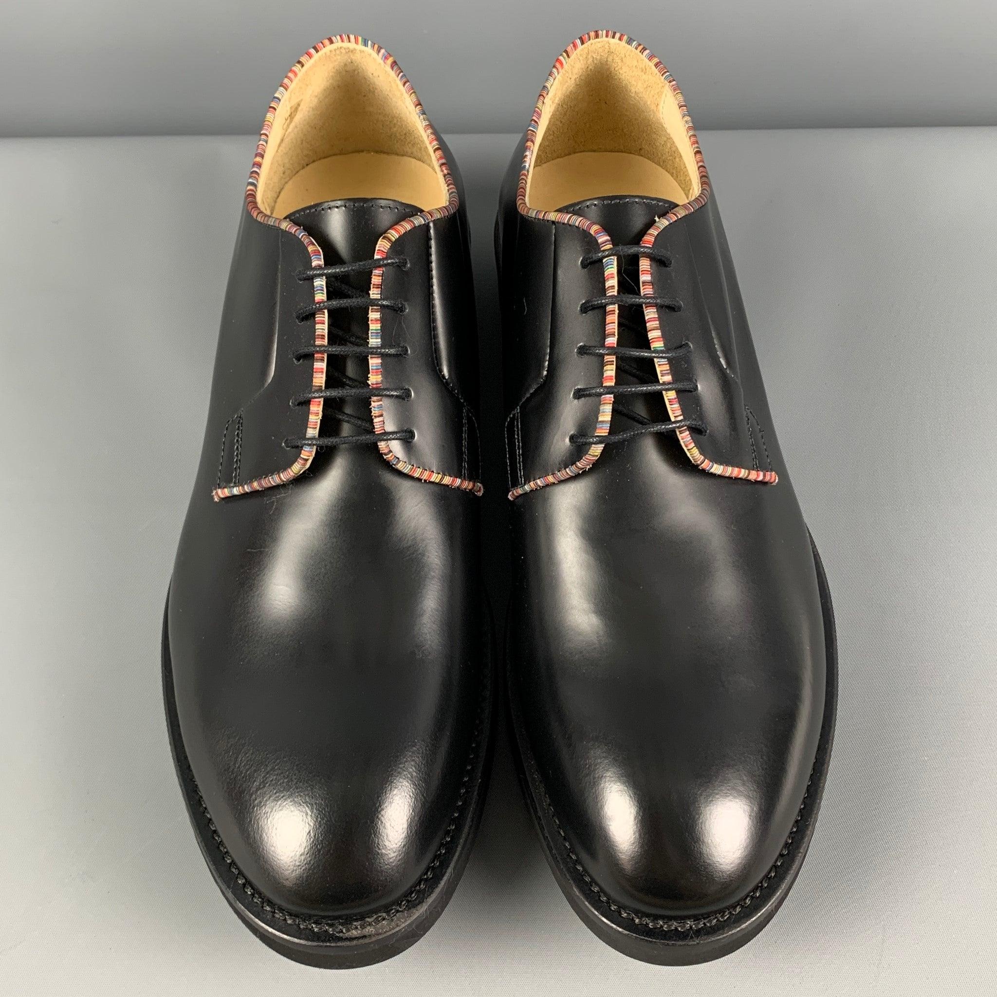 Men's PAUL SMITH Size 11 Black Leather Lace Up Shoes For Sale