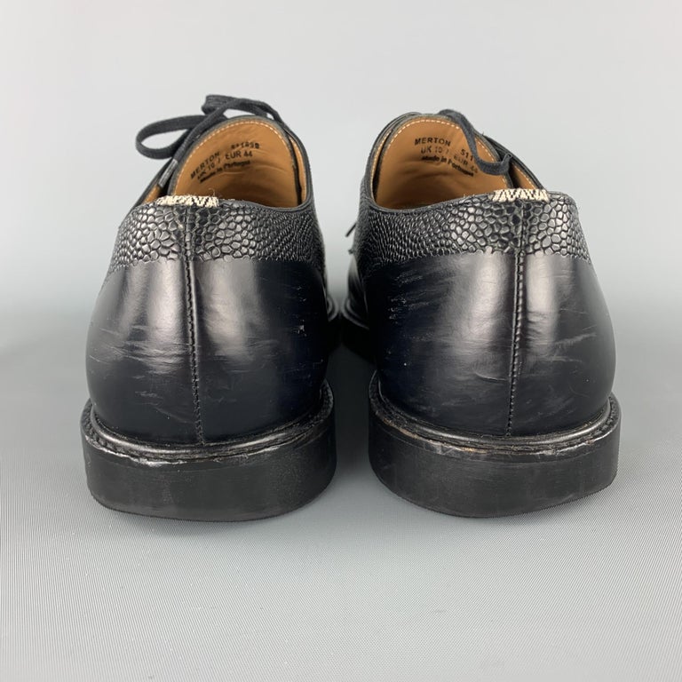 PAUL SMITH Size 11 Black Textured Leather Upper Lace Up Derbys Shoes at ...