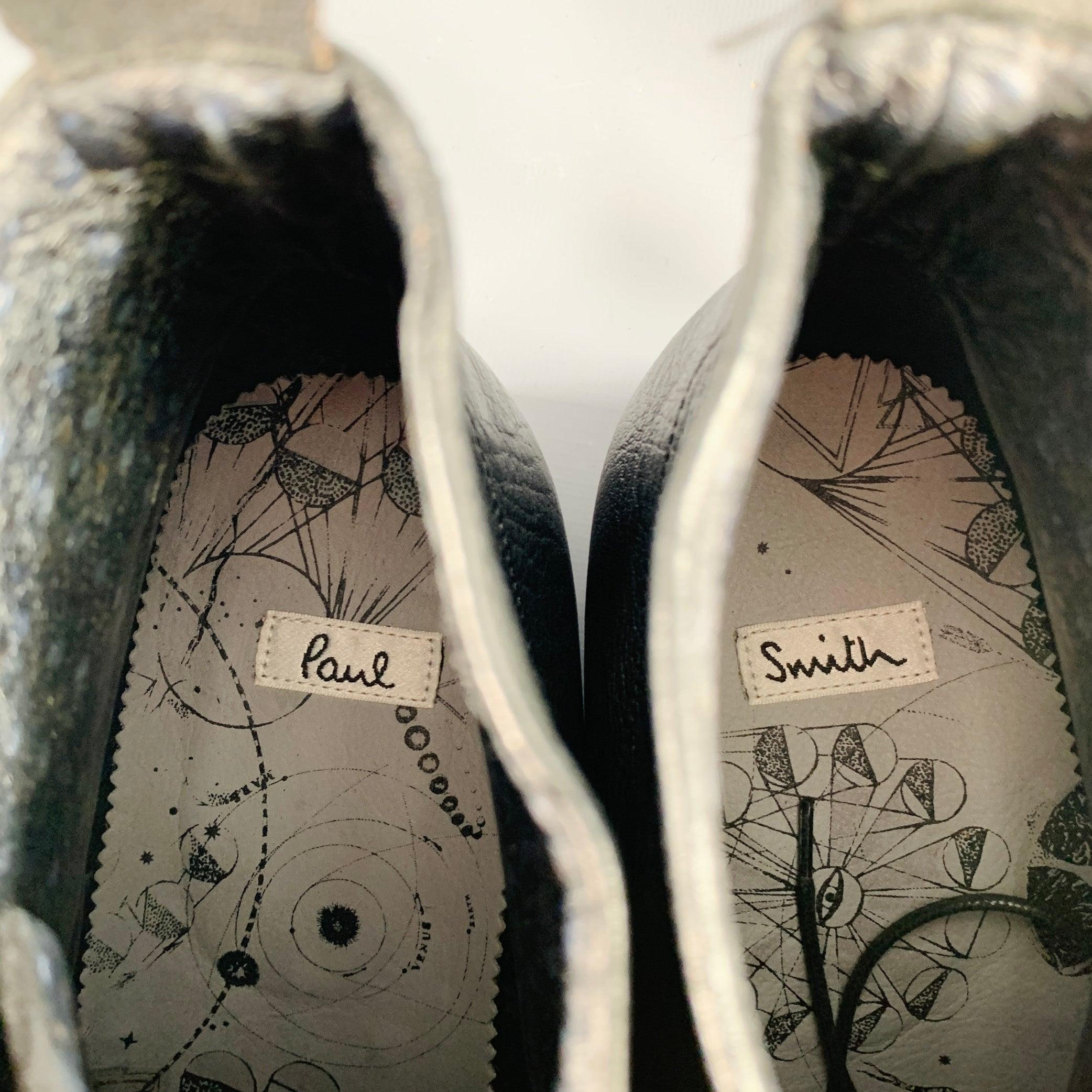 PAUL SMITH Size 12 Black Leather Lace-Up Ankle Boots For Sale 3