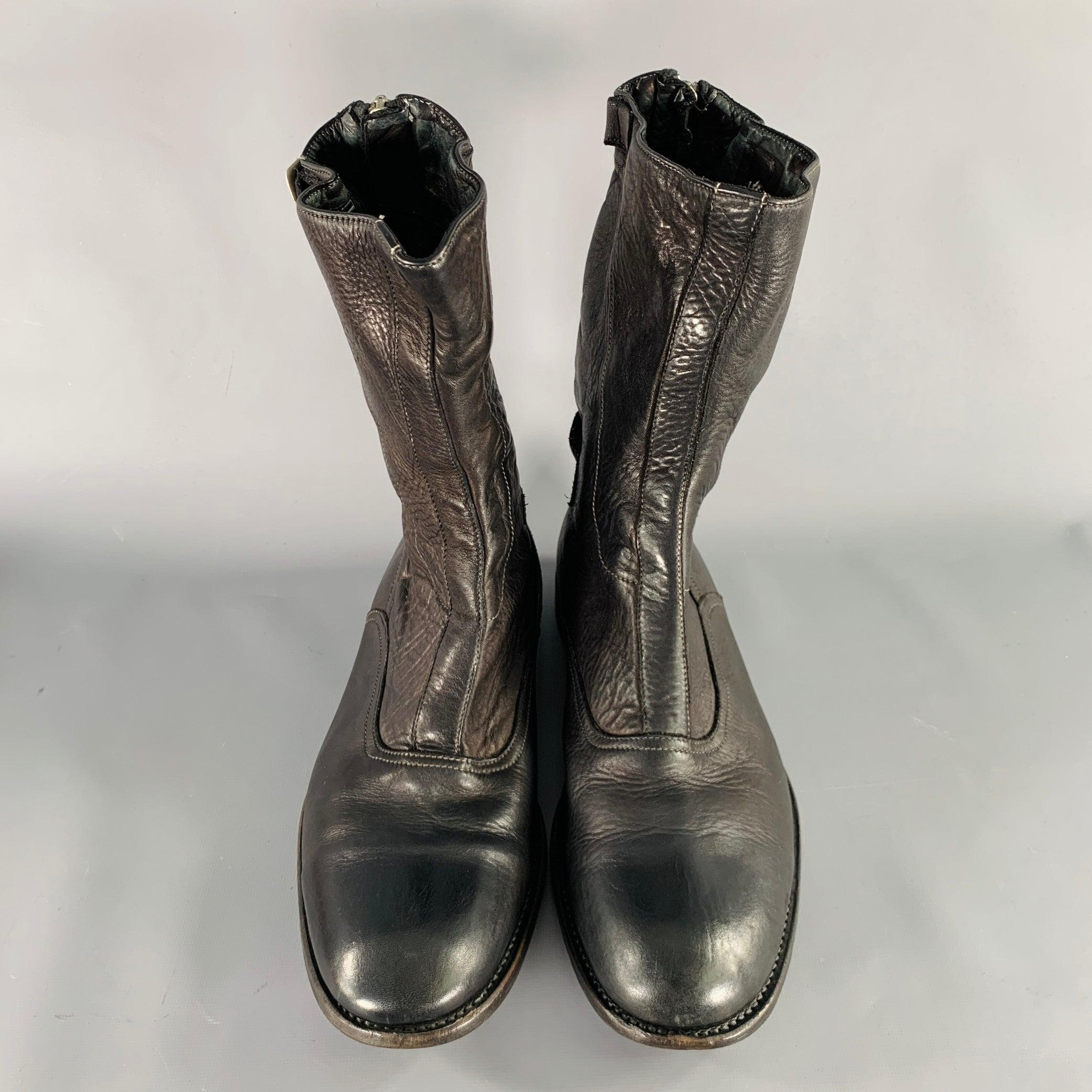 Men's PAUL SMITH Size 12 Black Leather Motorcycle Boots