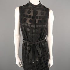 PAUL SMITH Size 2 Black Geometric Burnout Sleeveless Shirt Dress
