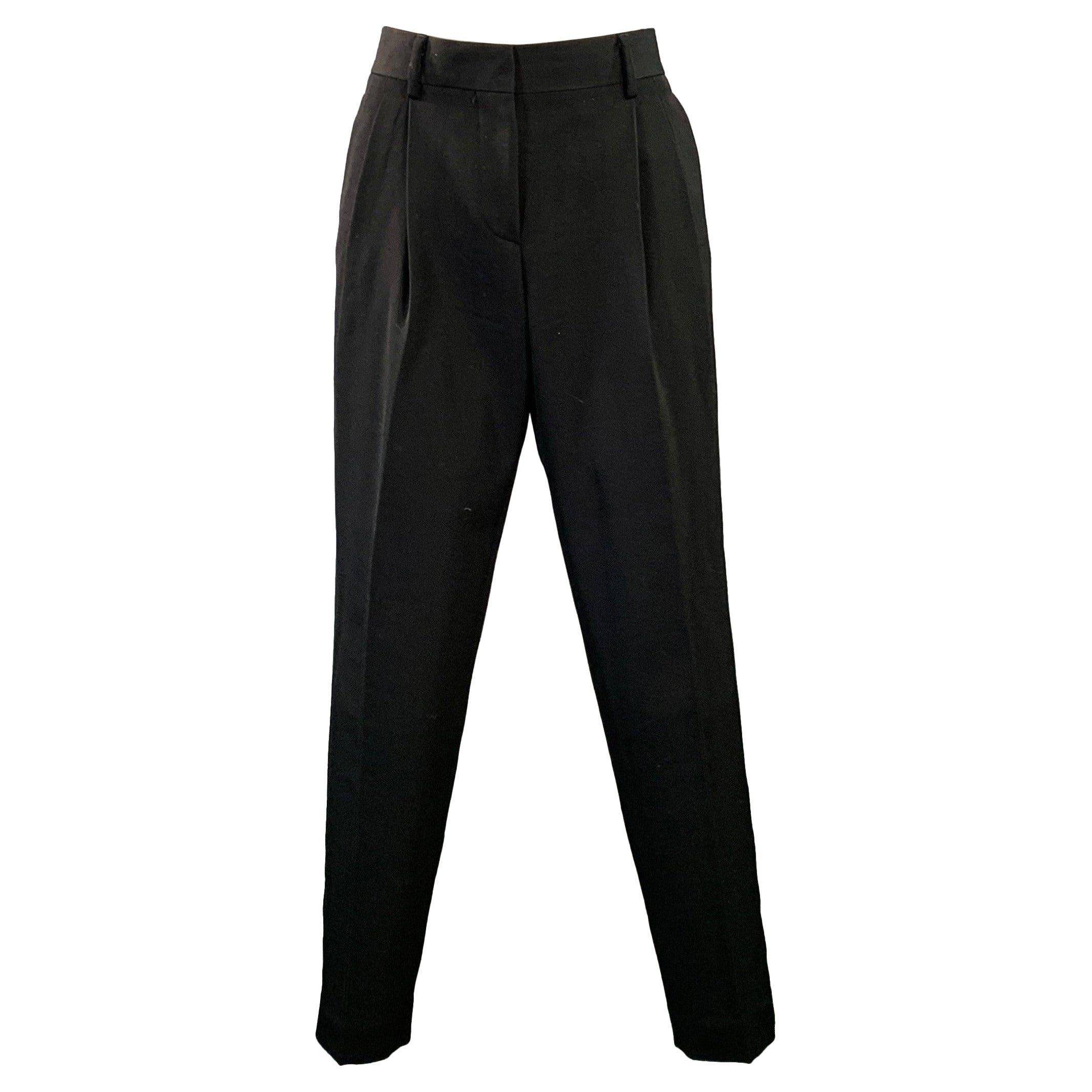 PAUL SMITH Size 2 Black Wool Twill Pleated Tapered Dress Pants