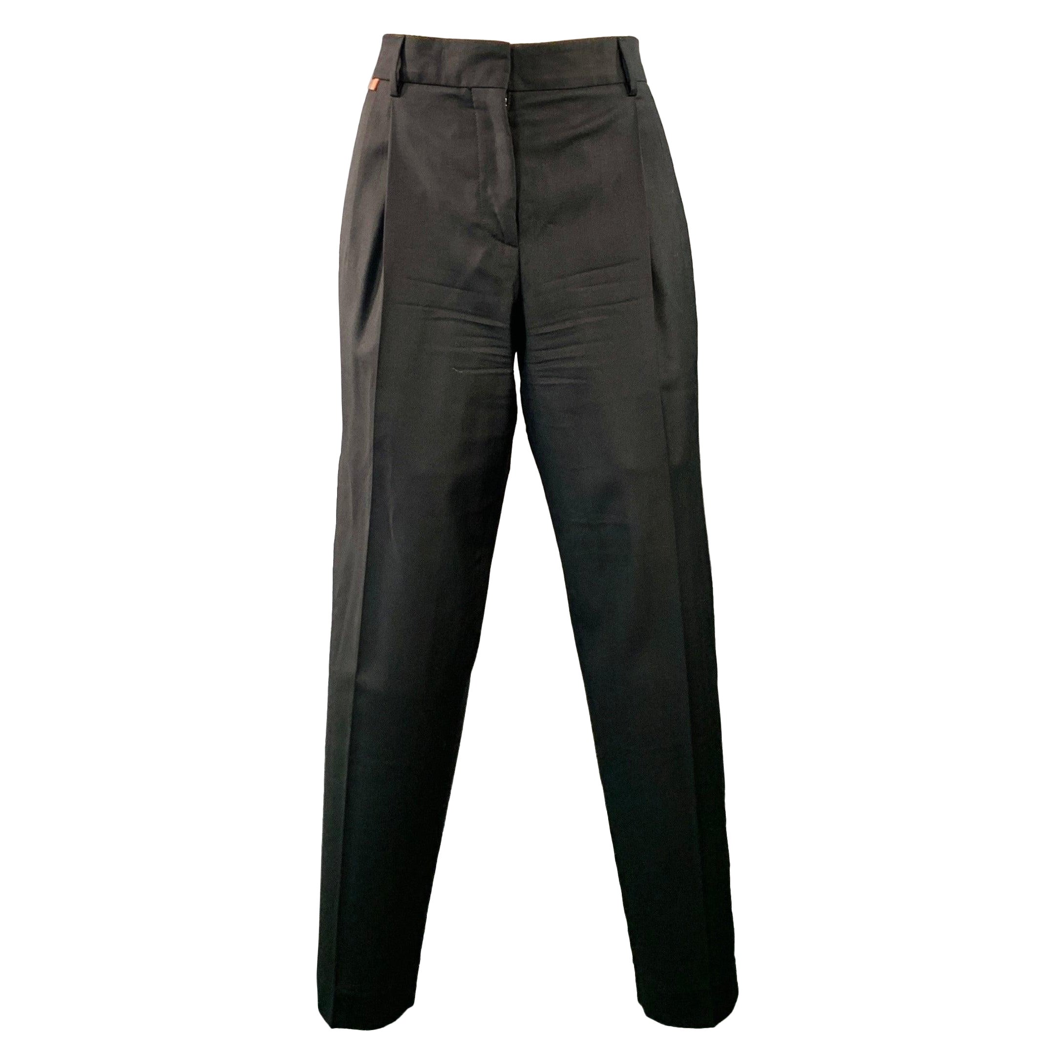 PAUL SMITH Size 2 Black Wool Twill Pleated Tapered Dress Pants
