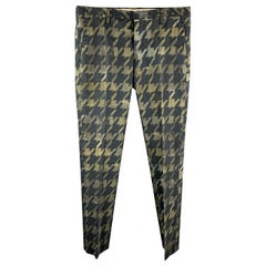 PAUL SMITH Size 30 Olive & Black Marbled Houndstooth Casual Pants