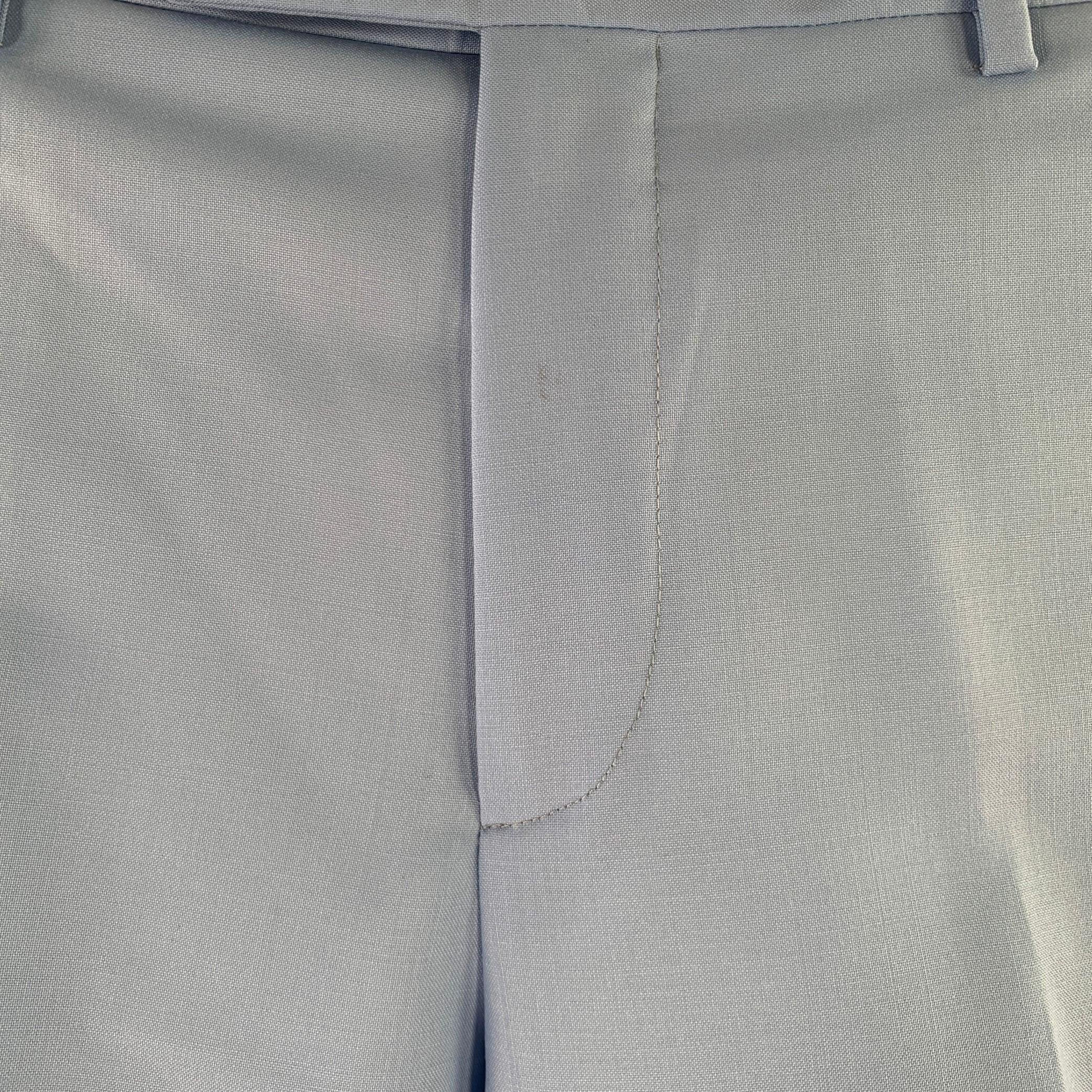 Gris PAUL SMITH - Pantalon à fermeture éclair en mohair bleu, taille 32 en vente