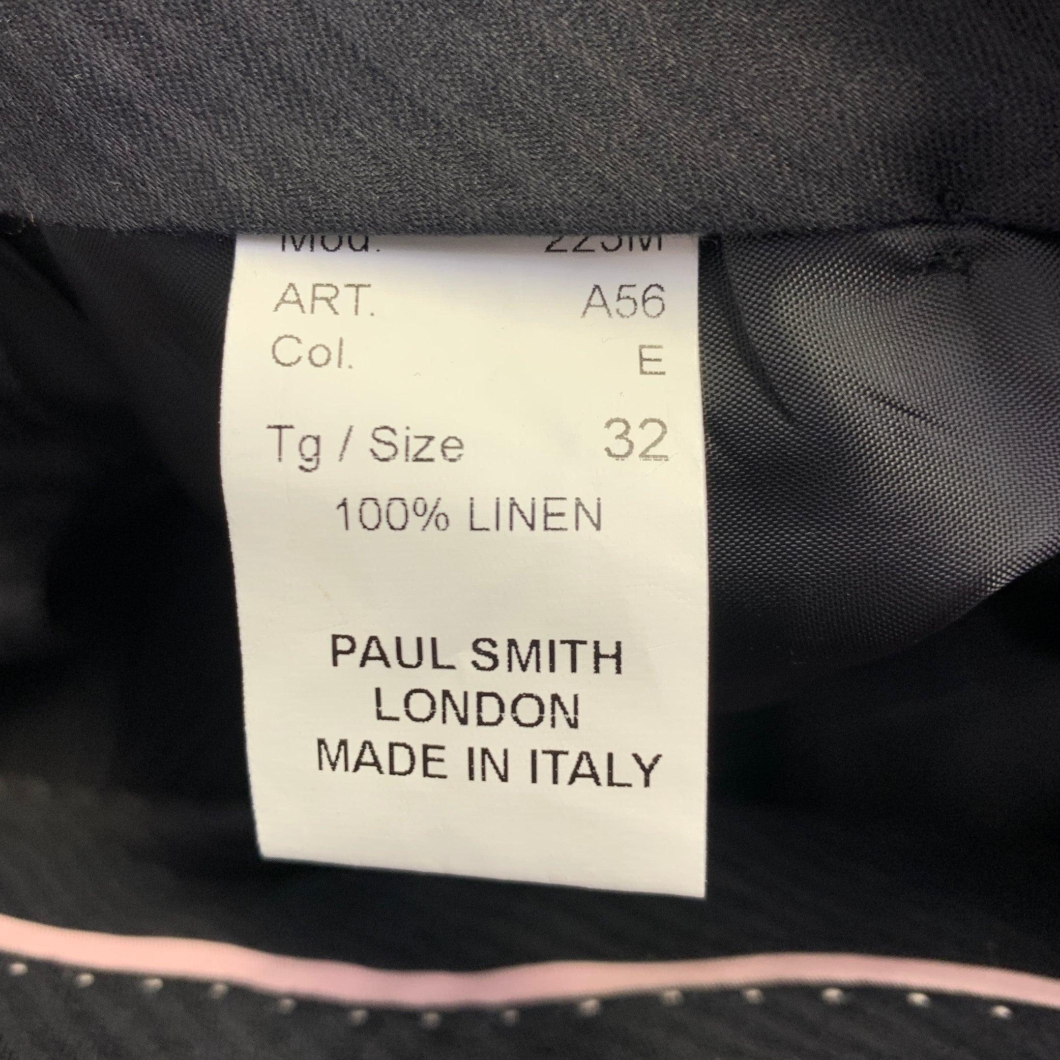 Uomo Paul Smith Taglia 32 - Lino grigio antracite - Pantaloni casual affusolati e anteriori piatti in vendita