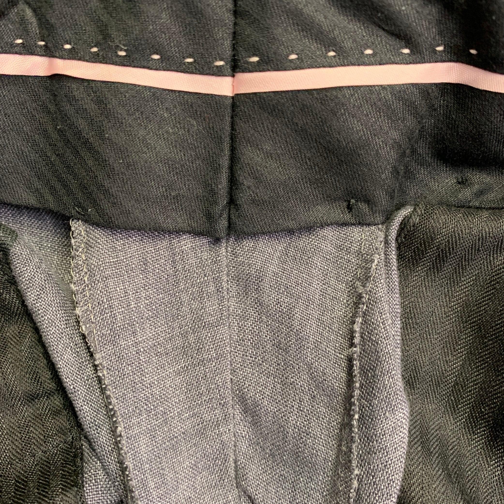 Paul Smith Taglia 32 - Lino grigio antracite - Pantaloni casual affusolati e anteriori piatti in vendita 1