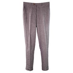 Paul Smith Taglia 32 - Lino grigio antracite - Pantaloni casual affusolati e anteriori piatti