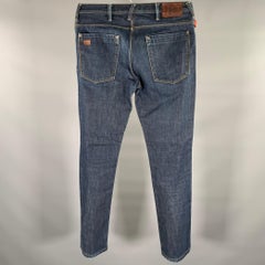 PAUL SMITH Size 32 Navy Contrast Stitch Cotton Straight Jeans