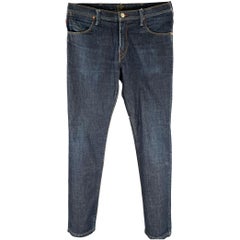 PAUL SMITH Size 32 Navy Contrast Stitch Cotton Straight Jeans