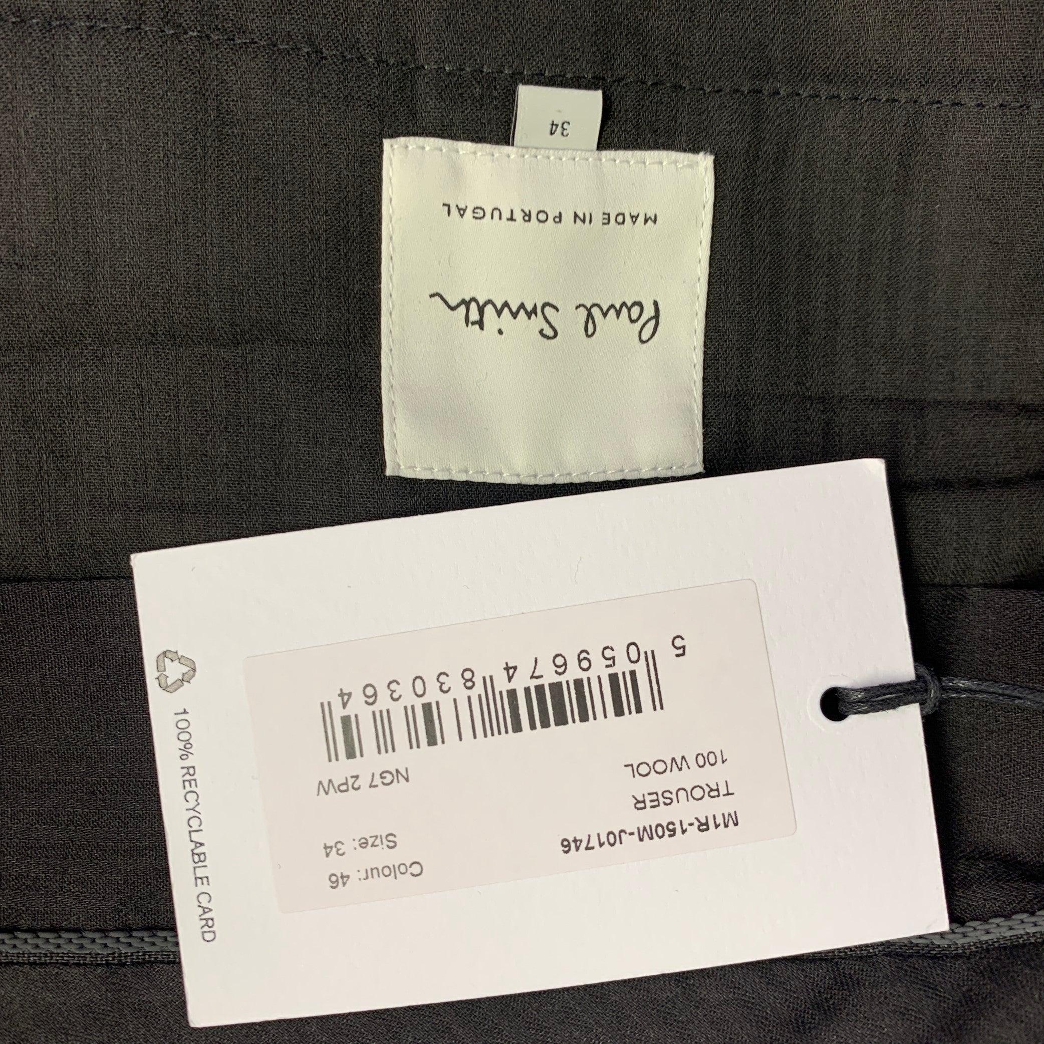 Purple PAUL SMITH Size 34 Navy Wool Flat Front Tapered Cuffed Dress Pants