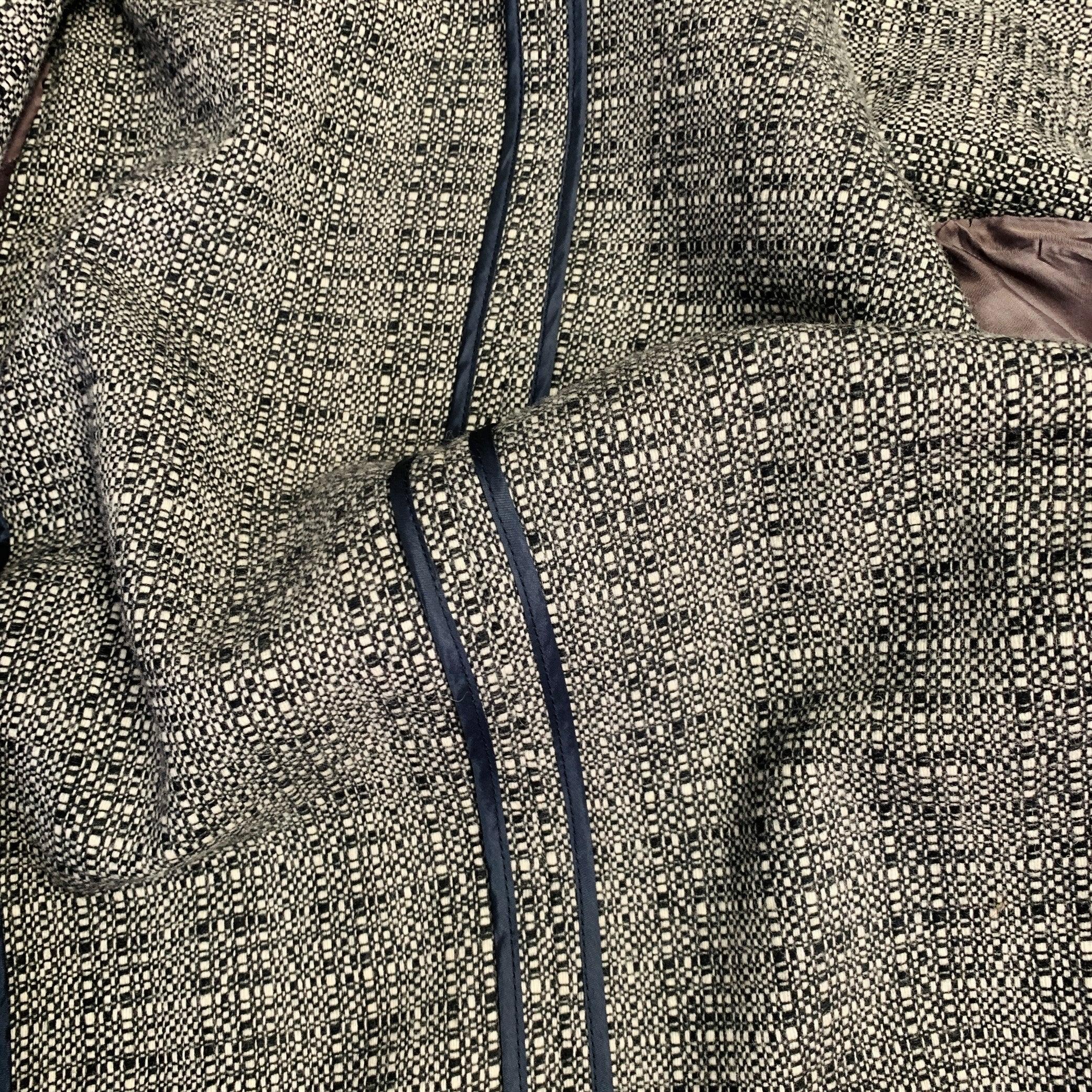 PAUL SMITH Taille 36 Manteau de sport à revers échancré en laine tissée noir et blanc en vente 5
