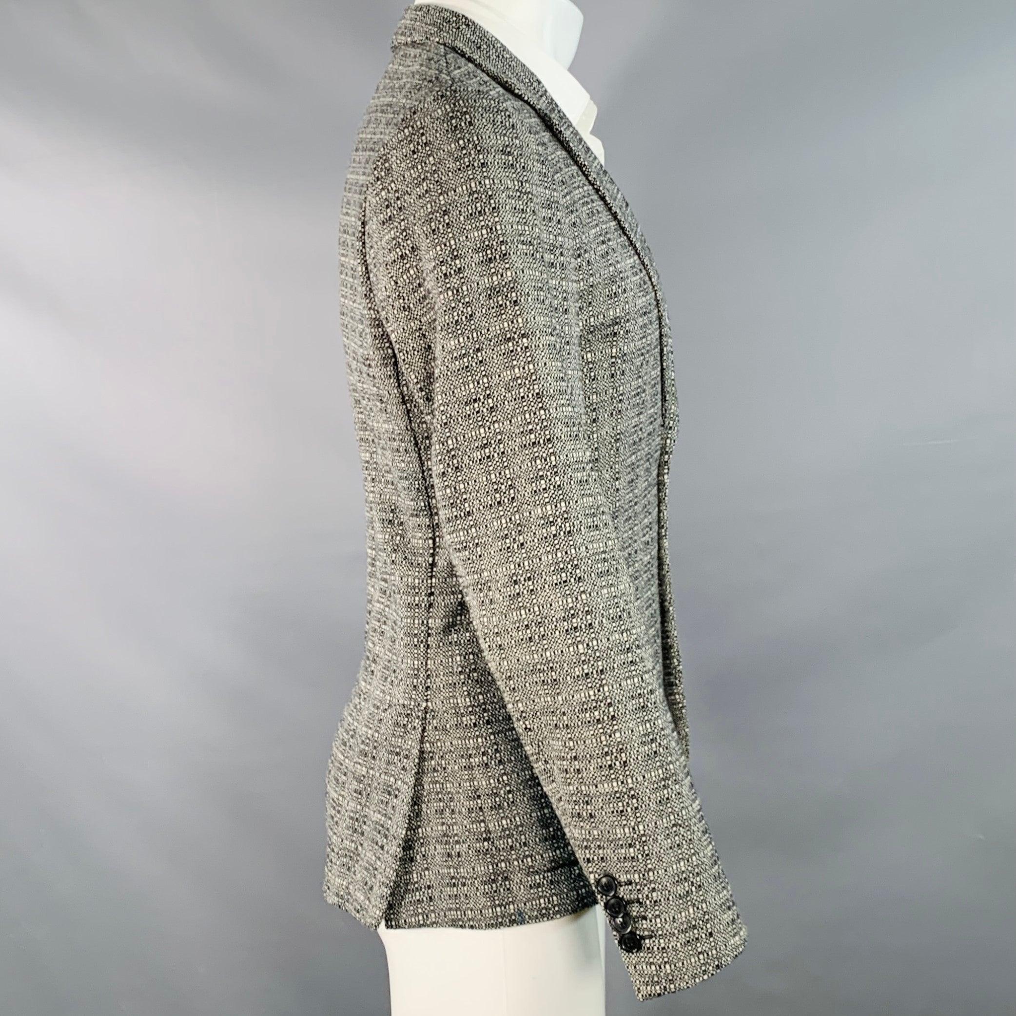 Gris PAUL SMITH Taille 36 Manteau de sport à revers échancré en laine tissée noir et blanc en vente