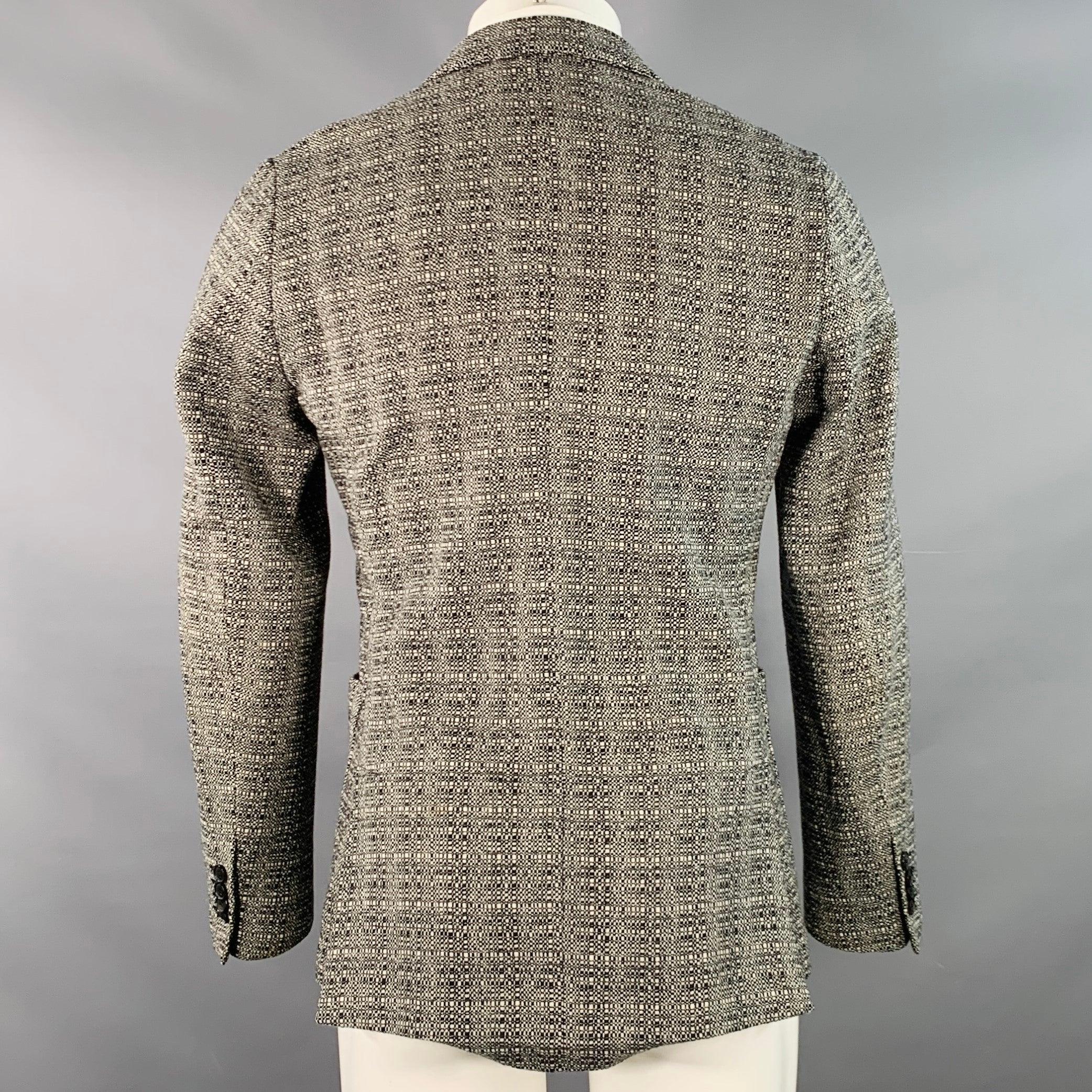 PAUL SMITH Taille 36 Manteau de sport à revers échancré en laine tissée noir et blanc Excellent état - En vente à San Francisco, CA