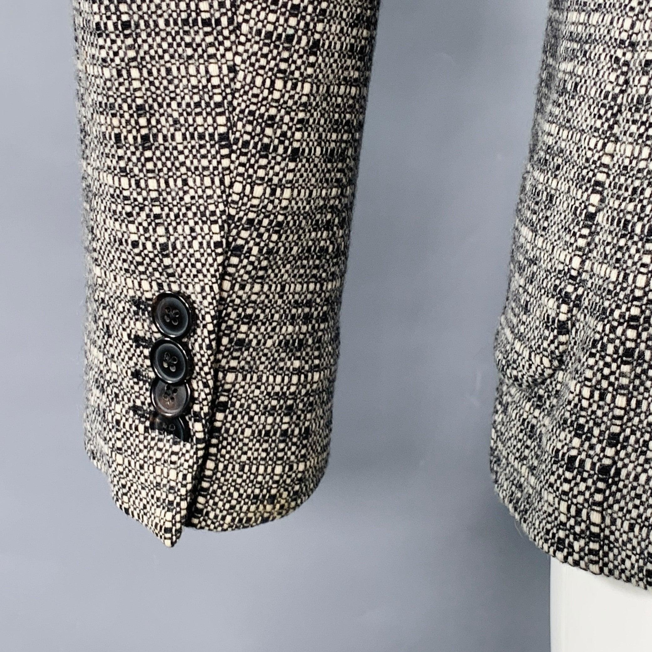 PAUL SMITH Taille 36 Manteau de sport à revers échancré en laine tissée noir et blanc Pour hommes en vente