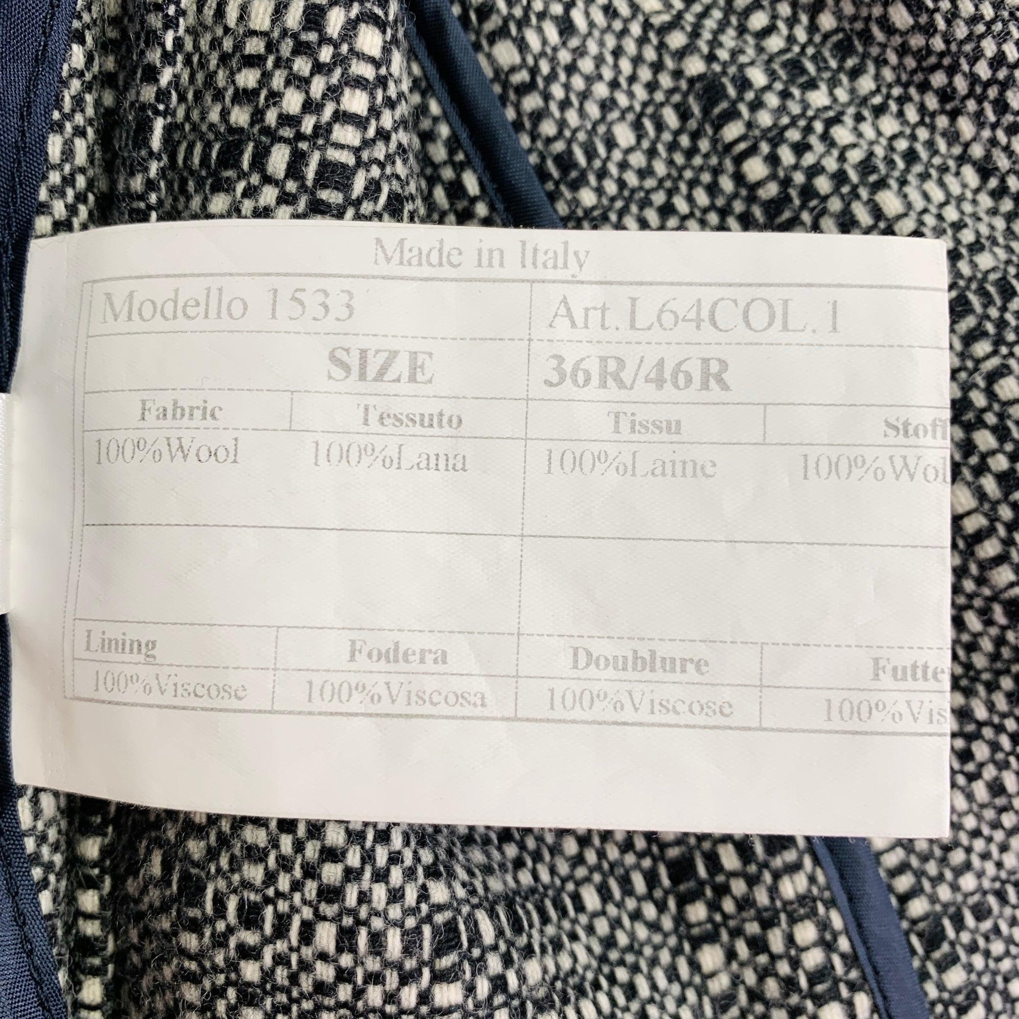 PAUL SMITH Taille 36 Manteau de sport à revers échancré en laine tissée noir et blanc en vente 4