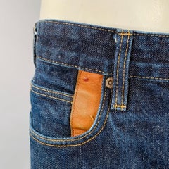 PAUL SMITH Size 36 Blue Contrast Stitch Cotton Straight Japanese Selvedge Jeans