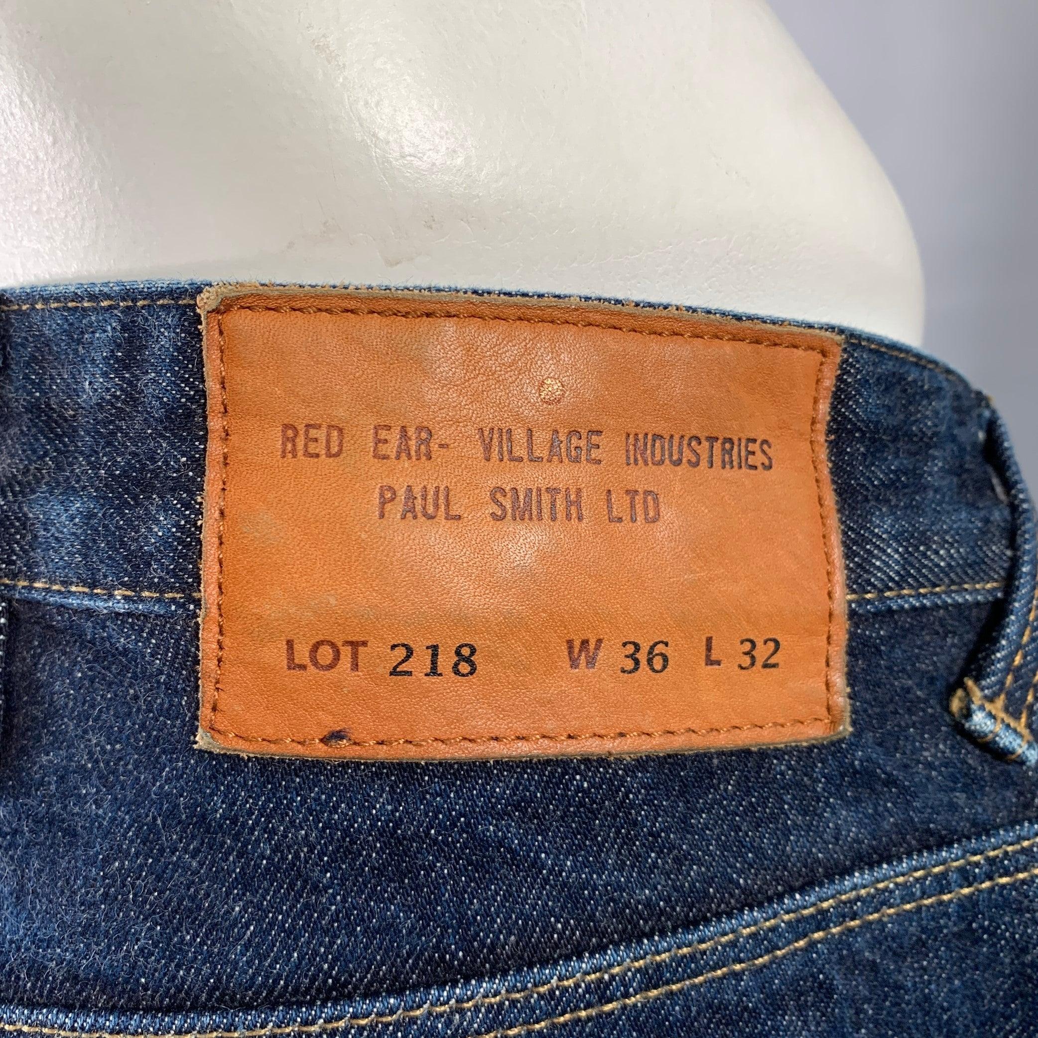 PAUL SMITH Talla 36 Vaqueros rectos japoneses con orillo de algodón azul con pespuntes en contraste en Excelente estado para la venta en San Francisco, CA