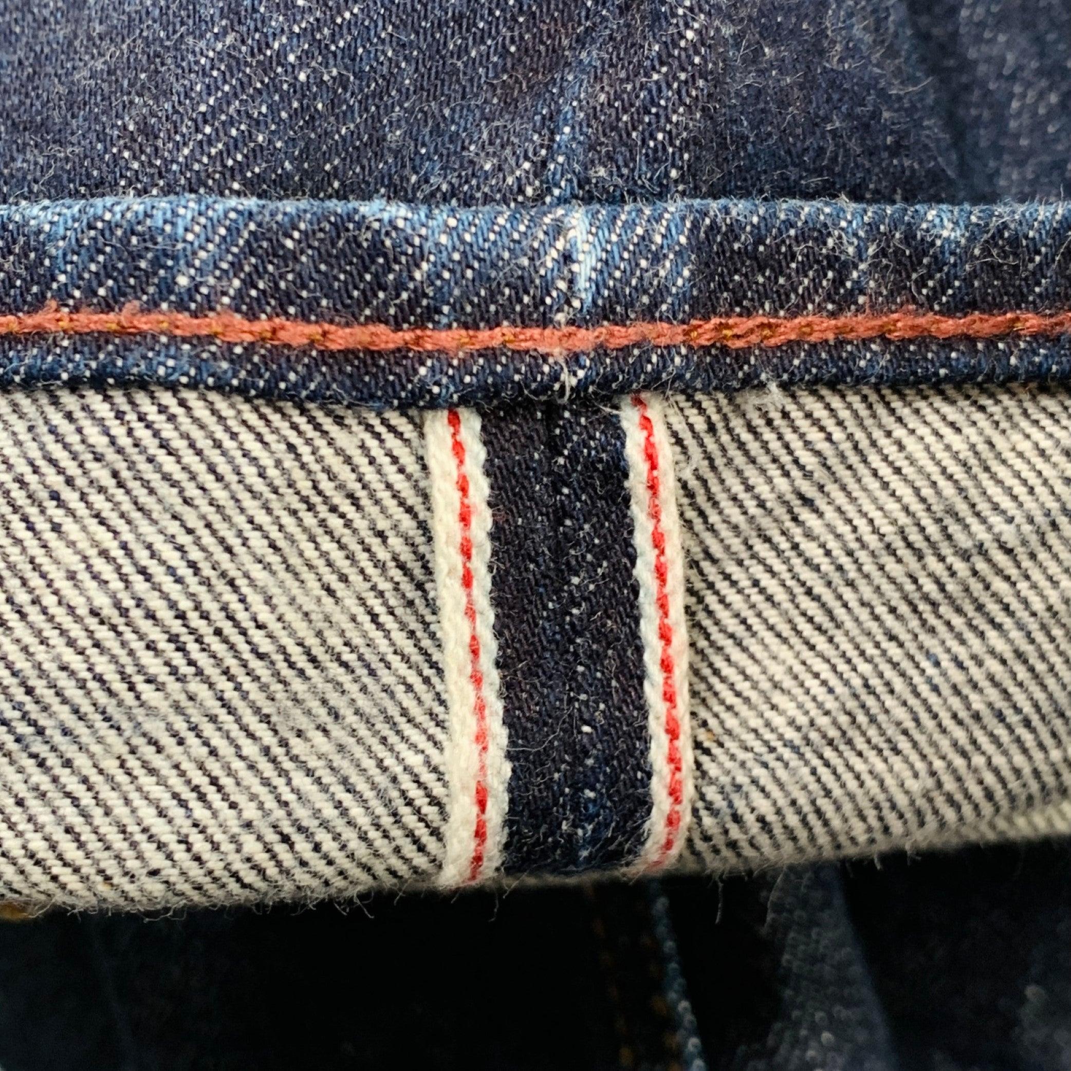 De los hombres PAUL SMITH Talla 36 Vaqueros rectos japoneses con orillo de algodón azul con pespuntes en contraste en venta
