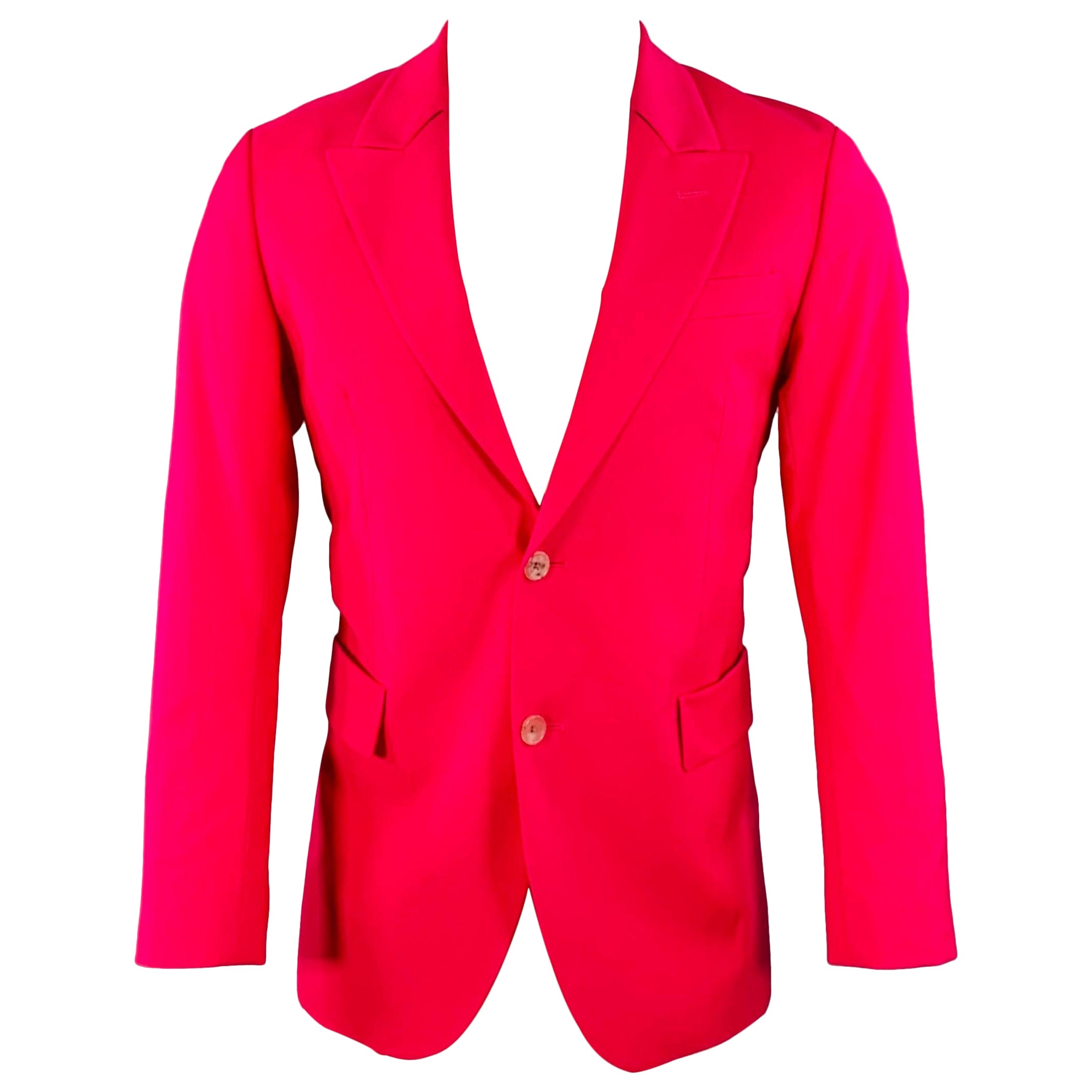 PAUL SMITH Size 36 Pink Fuchsia Wool Blend Peak Lapel Sport Coat For Sale