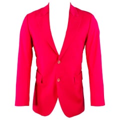 PAUL SMITH Size 36 Pink Fuchsia Wool Blend Peak Lapel Sport Coat