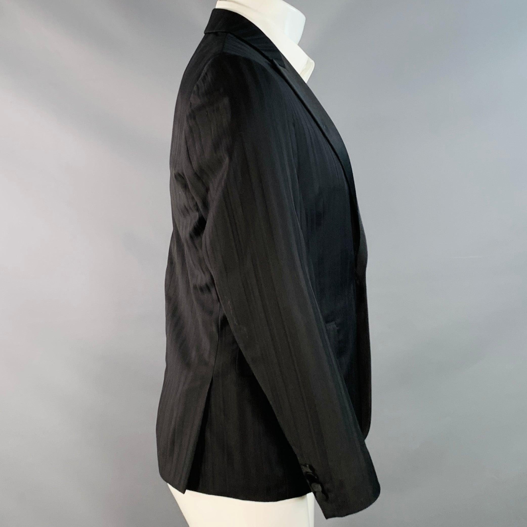 Paul Smith Taglia 36 Soho Cappotto sportivo a righe nere in lana e raso con risvolto a picco In condizioni buone in vendita a San Francisco, CA