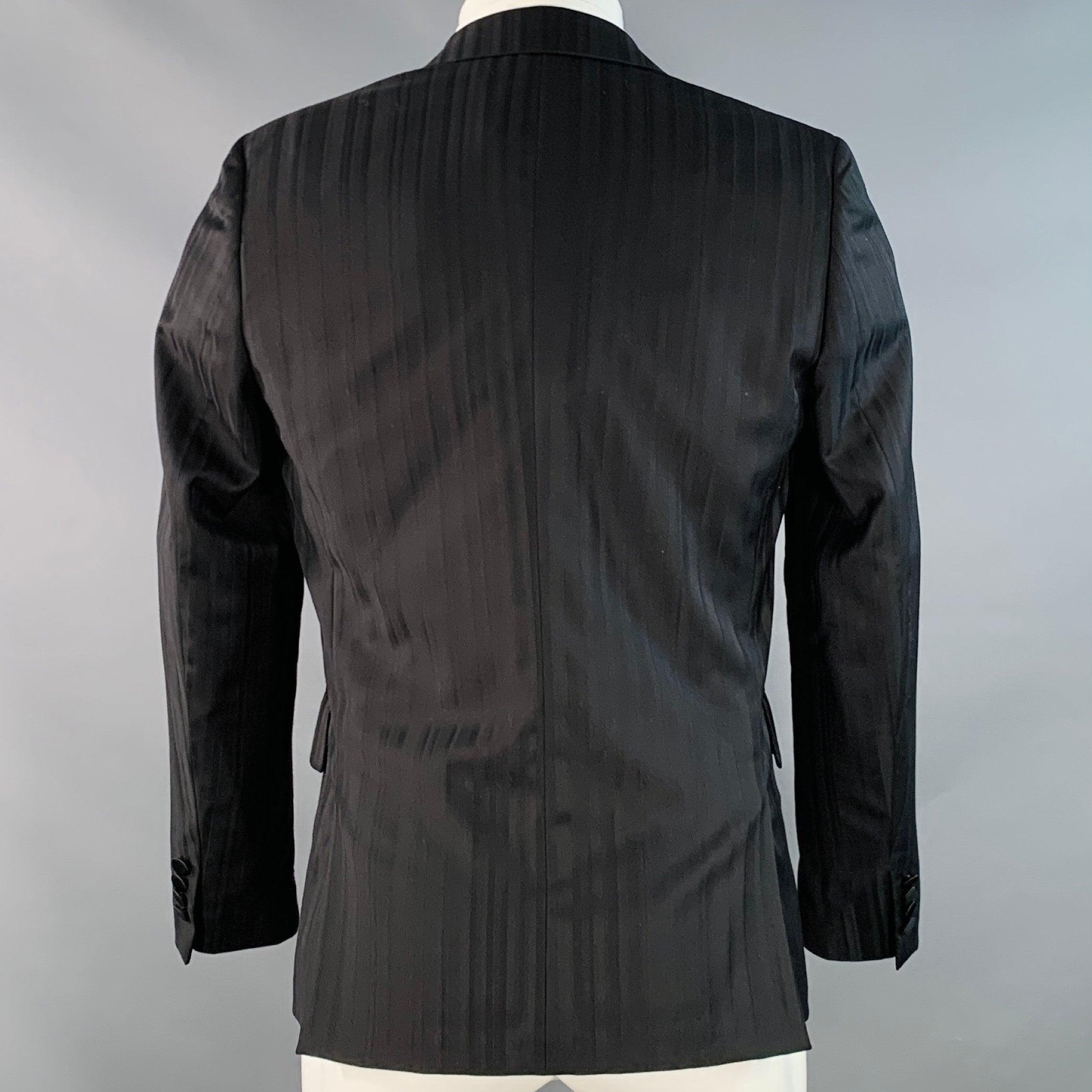 Uomo Paul Smith Taglia 36 Soho Cappotto sportivo a righe nere in lana e raso con risvolto a picco in vendita