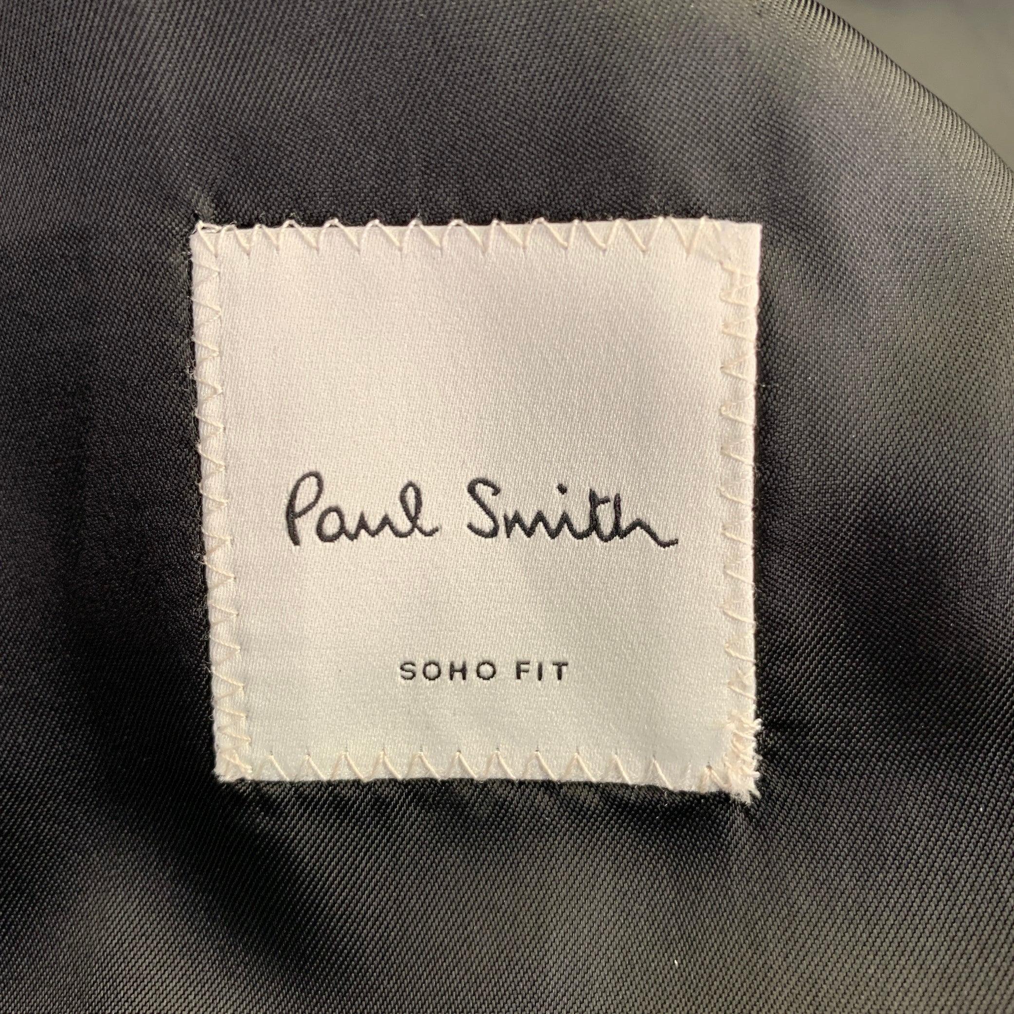 Paul Smith Taglia 36 Soho Cappotto sportivo a righe nere in lana e raso con risvolto a picco in vendita 3