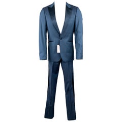 PAUL SMITH Size 36 Teal Wool Peak Lapel Regular Tuxedo