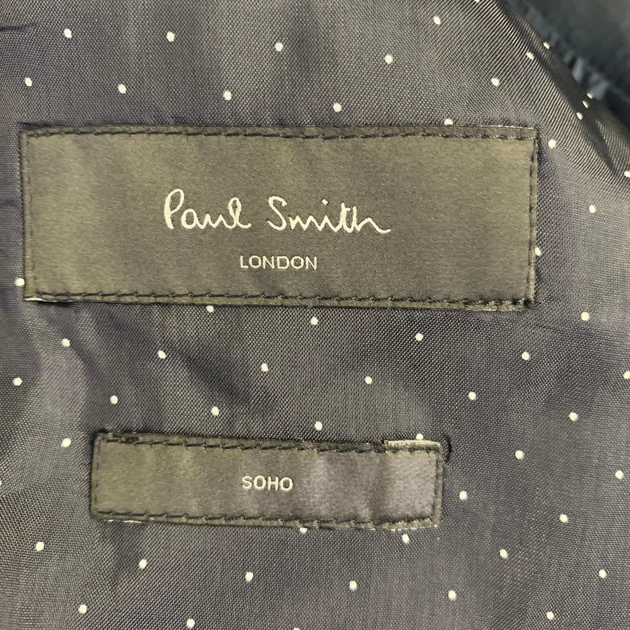 PAUL SMITH Größe 38 Schwarz Metallic Wool Blend Peak Lapel Single Button Sport Coat Herren im Angebot