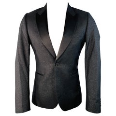 PAUL SMITH Größe 38 Schwarz Metallic Wool Blend Peak Lapel Single Button Sport Coat