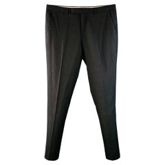 PAUL SMITH Size 38 Black Twill Wool Flat Front Dress Pants