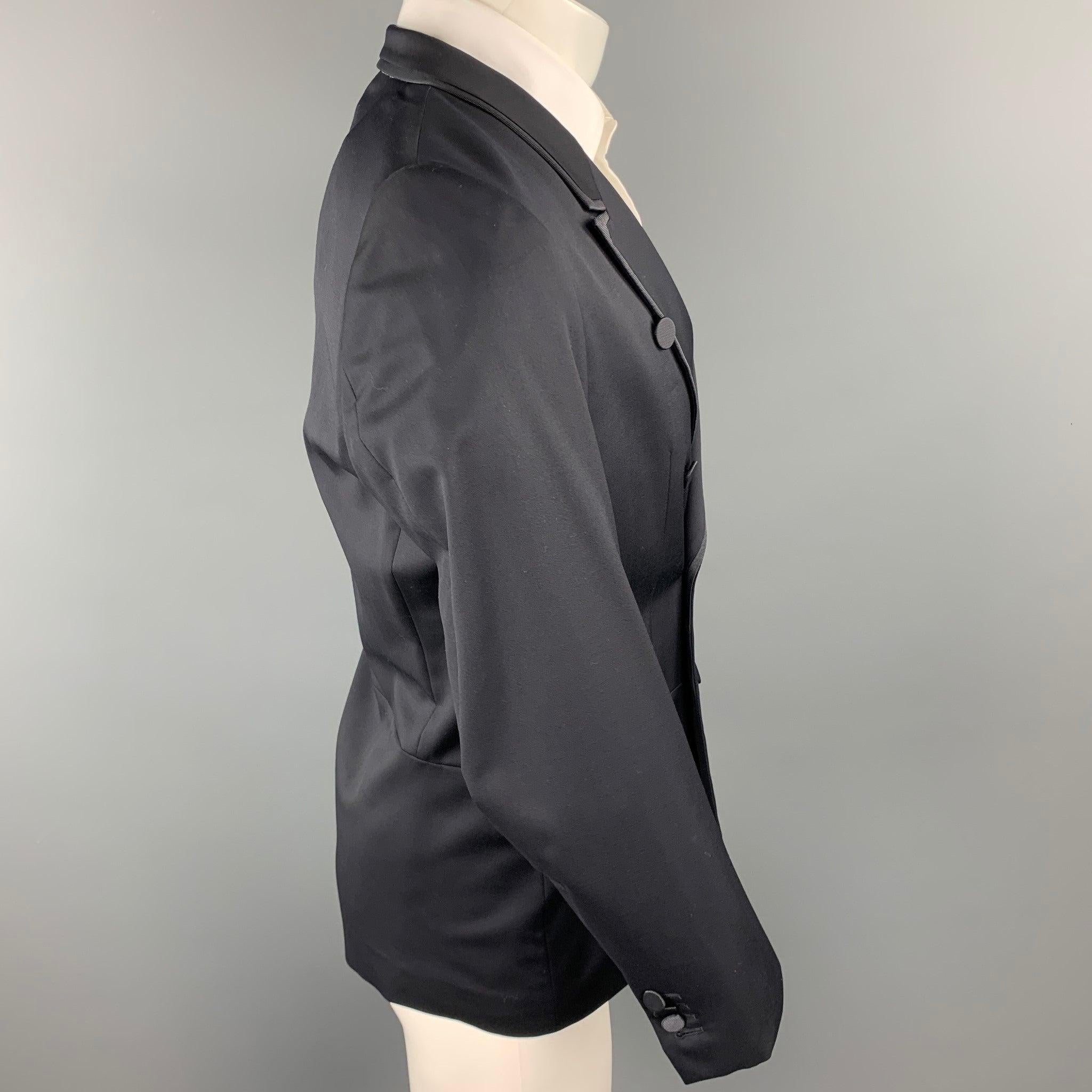 PAUL SMITH Size 38 Black Wool / Cashmere Tuxedo Sport Coat In Good Condition For Sale In San Francisco, CA