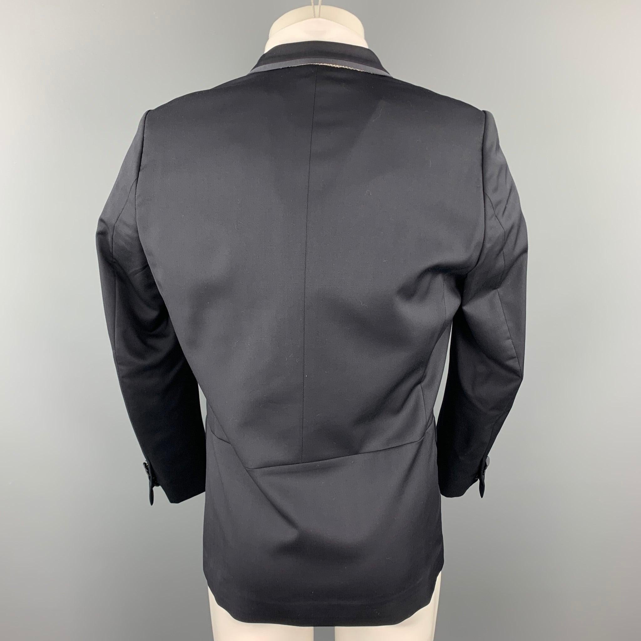 Men's PAUL SMITH Size 38 Black Wool / Cashmere Tuxedo Sport Coat For Sale
