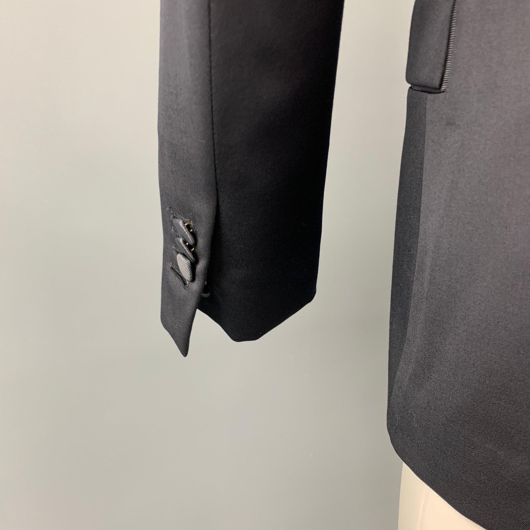 PAUL SMITH Size 38 Black Wool / Cashmere Tuxedo Sport Coat For Sale 1