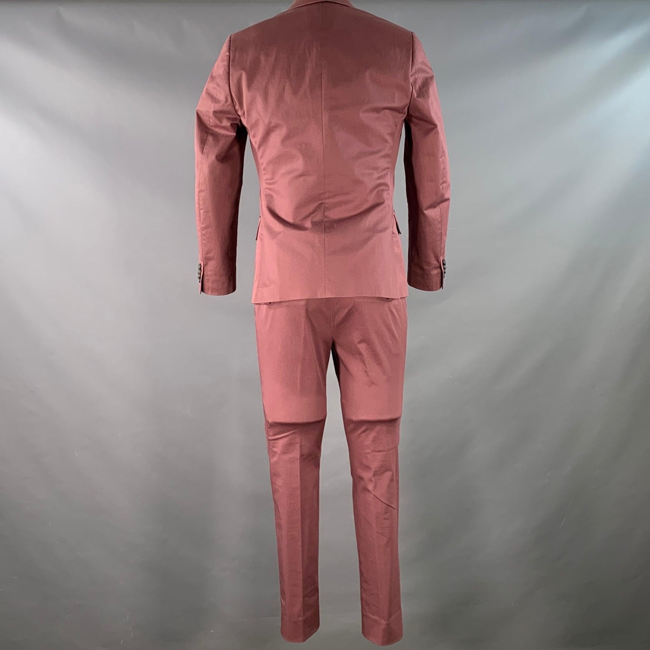 Rose PAUL SMITH Taille 38 Burgundy Mauve Cotton Blend Single Breasted Slim Fit Suit en vente