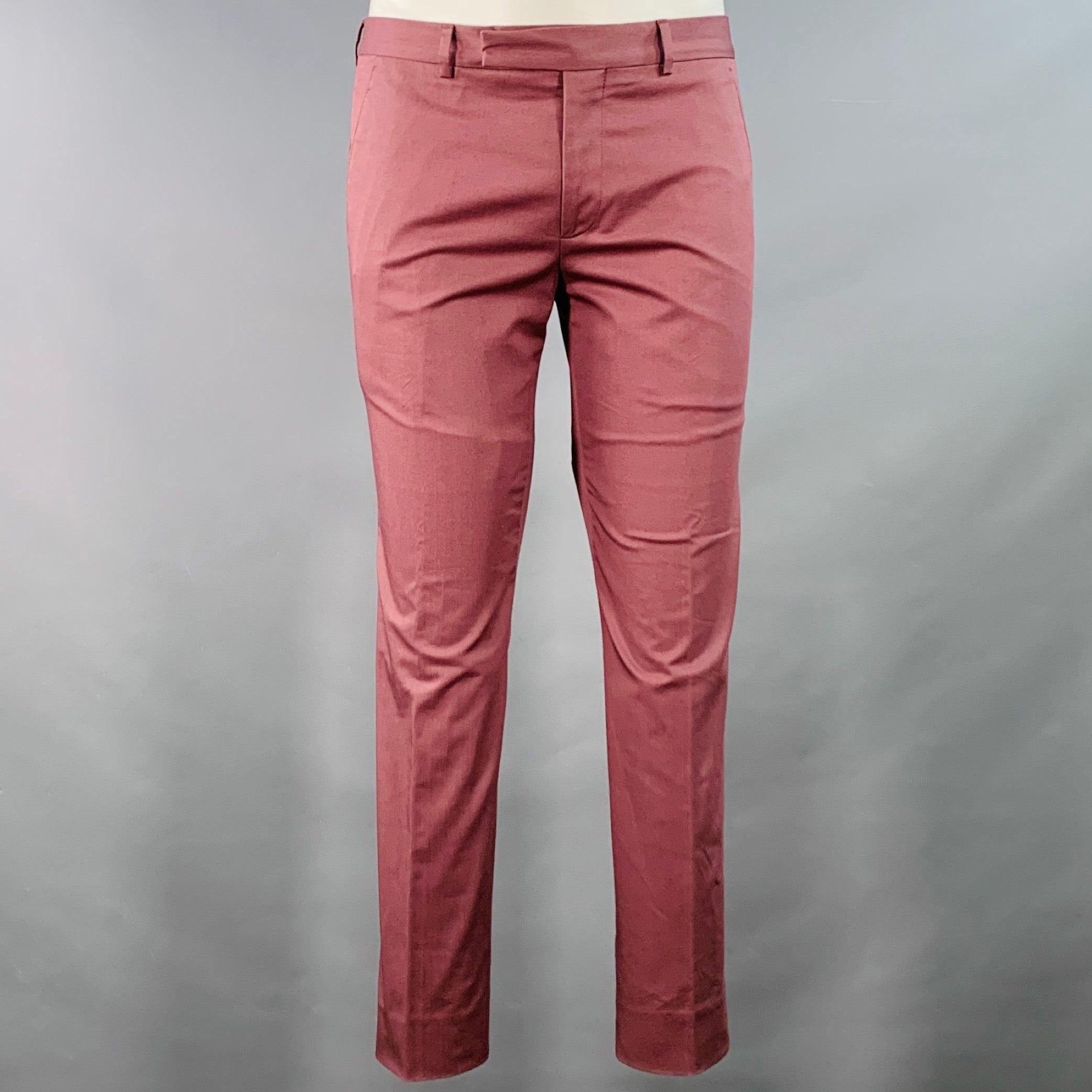 PAUL SMITH Taille 38 Burgundy Mauve Cotton Blend Single Breasted Slim Fit Suit Bon état - En vente à San Francisco, CA
