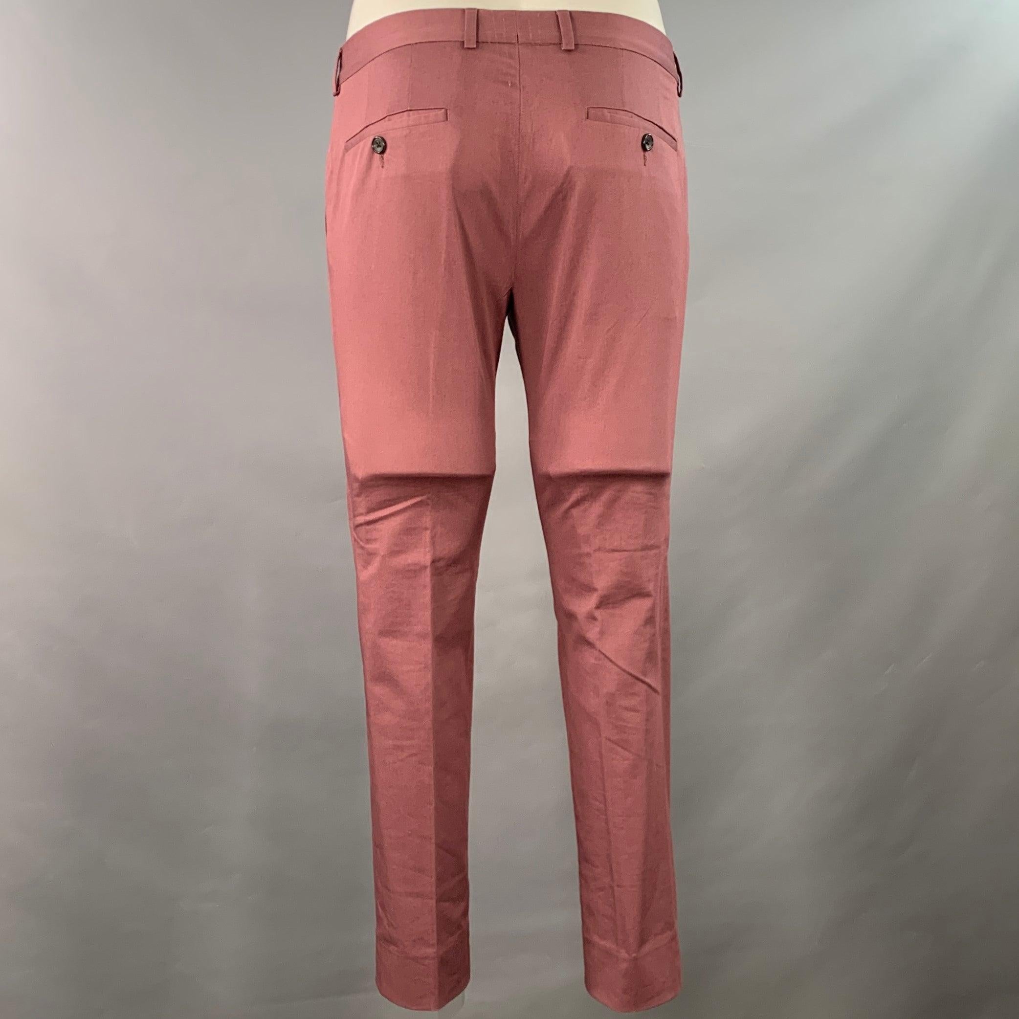 PAUL SMITH Taille 38 Burgundy Mauve Cotton Blend Single Breasted Slim Fit Suit Pour hommes en vente