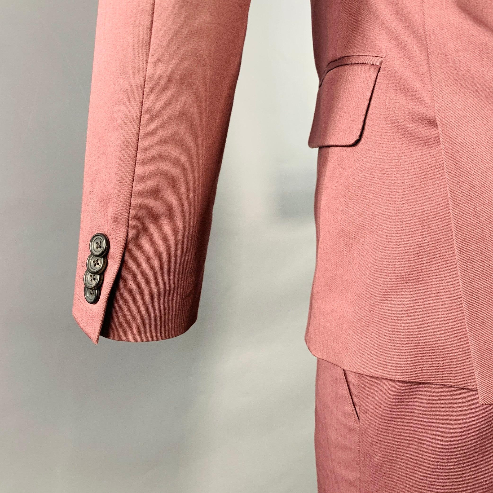 PAUL SMITH Taille 38 Burgundy Mauve Cotton Blend Single Breasted Slim Fit Suit en vente 2