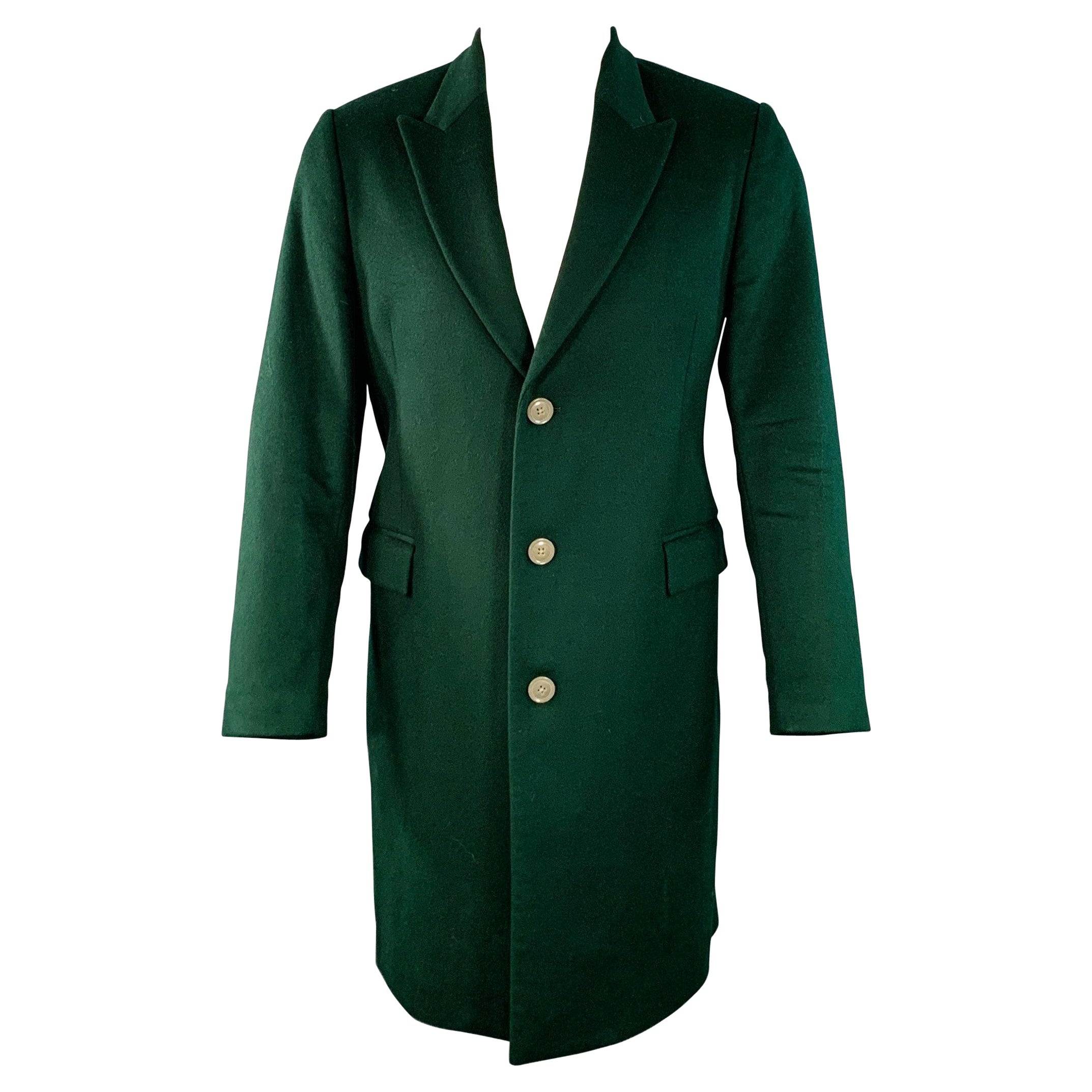 PAUL SMITH Size 38 Forest Green Wool Cashmere Peak Lapel Coat