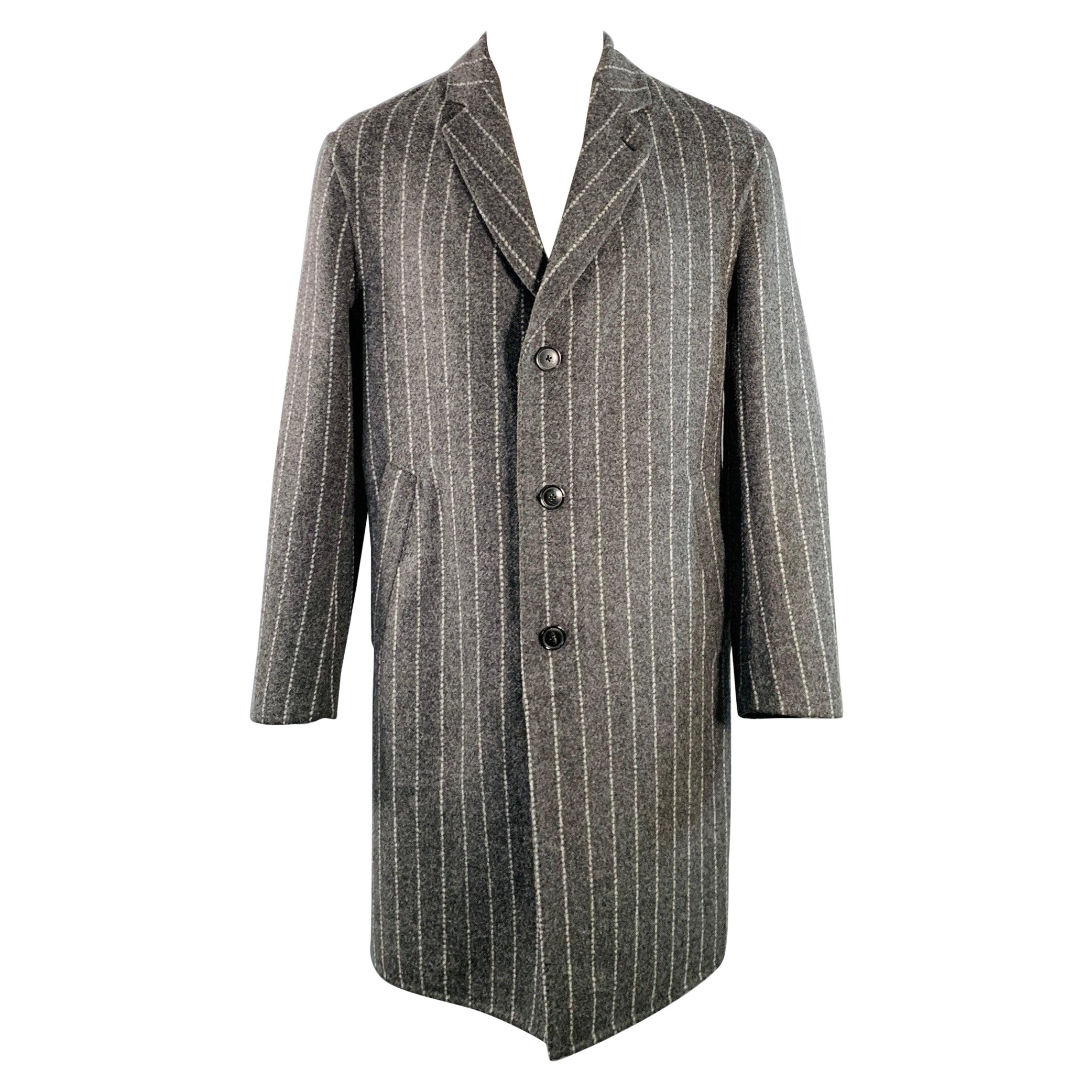 PAUL SMITH Size 38 Grey Chalkstripe Wool Blend Notch Lapel Coat