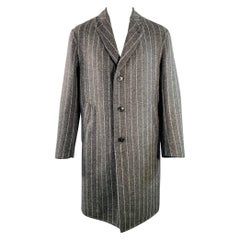 PAUL SMITH Größe 38 Grau Kreidestreifen Mantel aus Wollmischung mit Kerbrevers